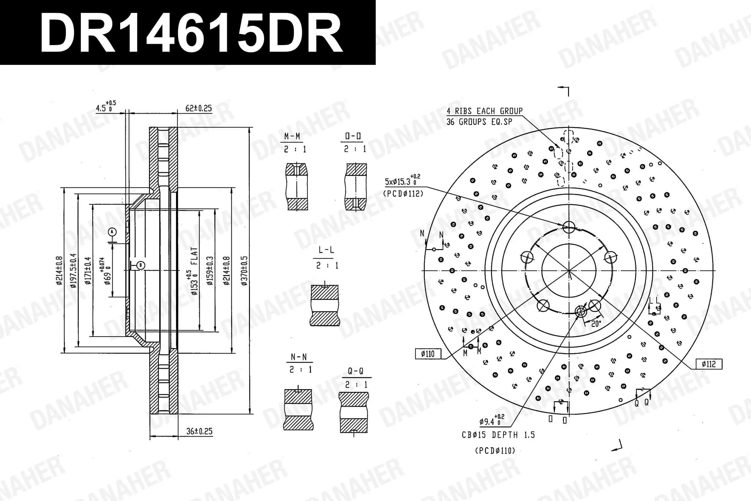 DANAHER féktárcsa - DR14615DR - TothCarparts