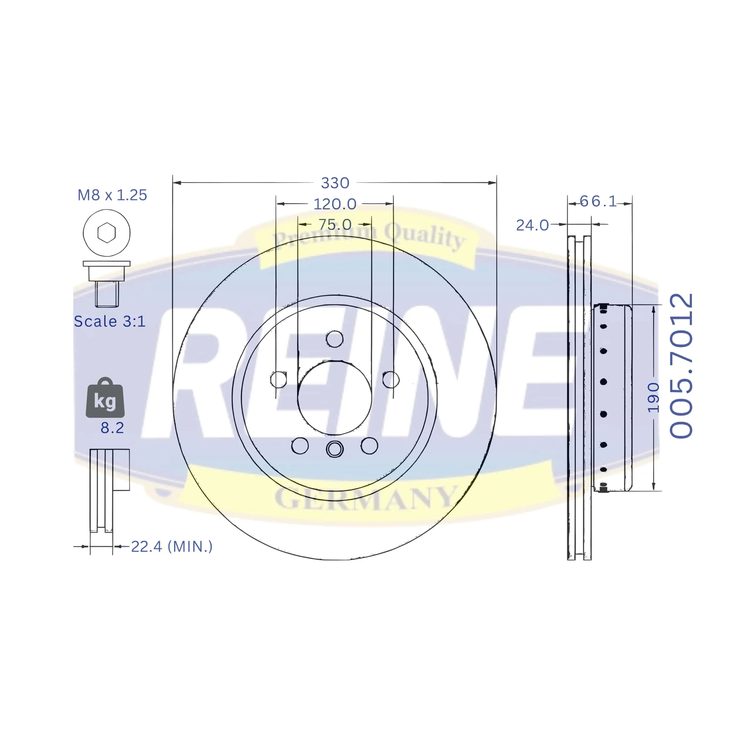 REINE GERMANY féktárcsa - .005.7012 - TothCarparts