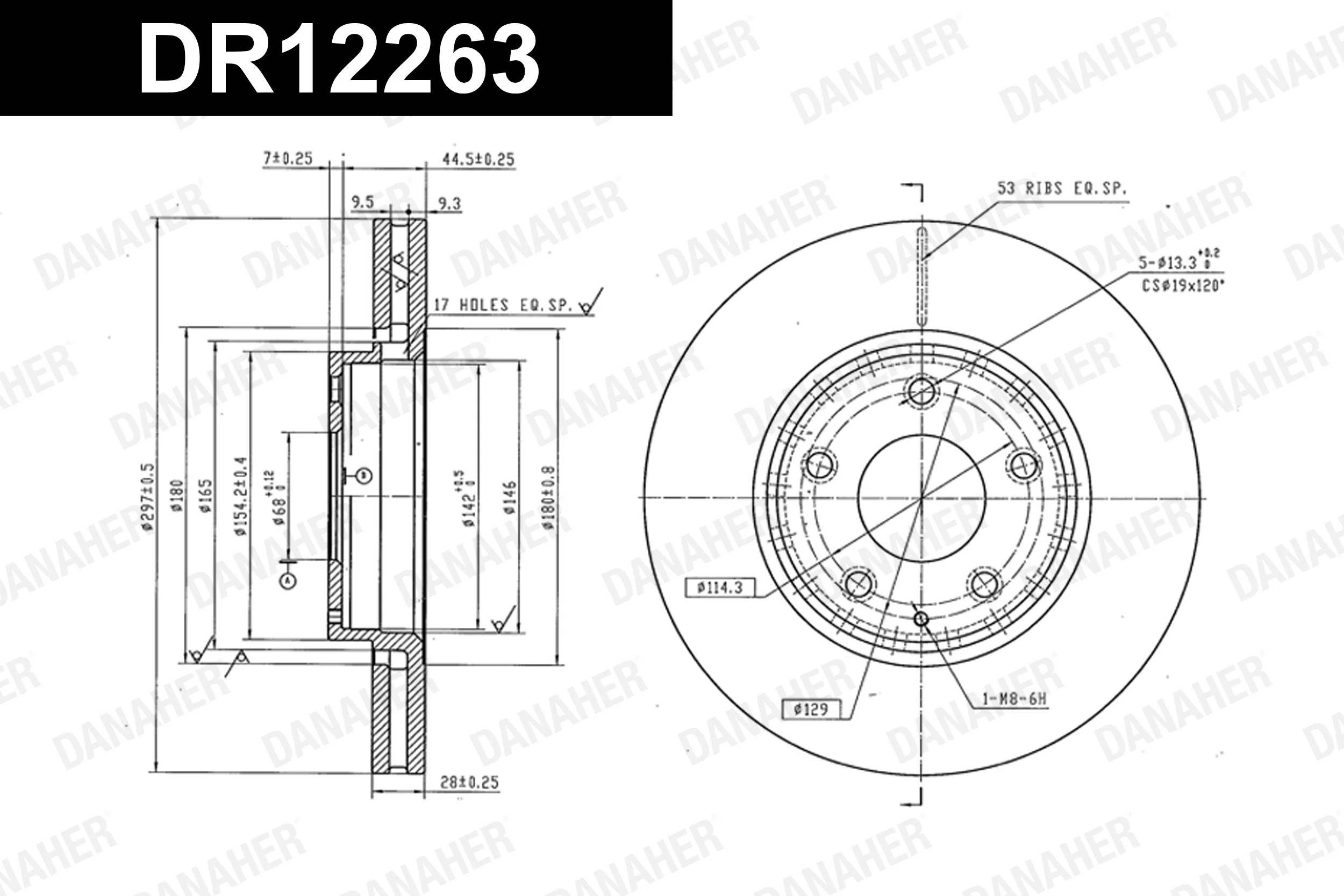 DANAHER féktárcsa - DR12263 - TothCarparts