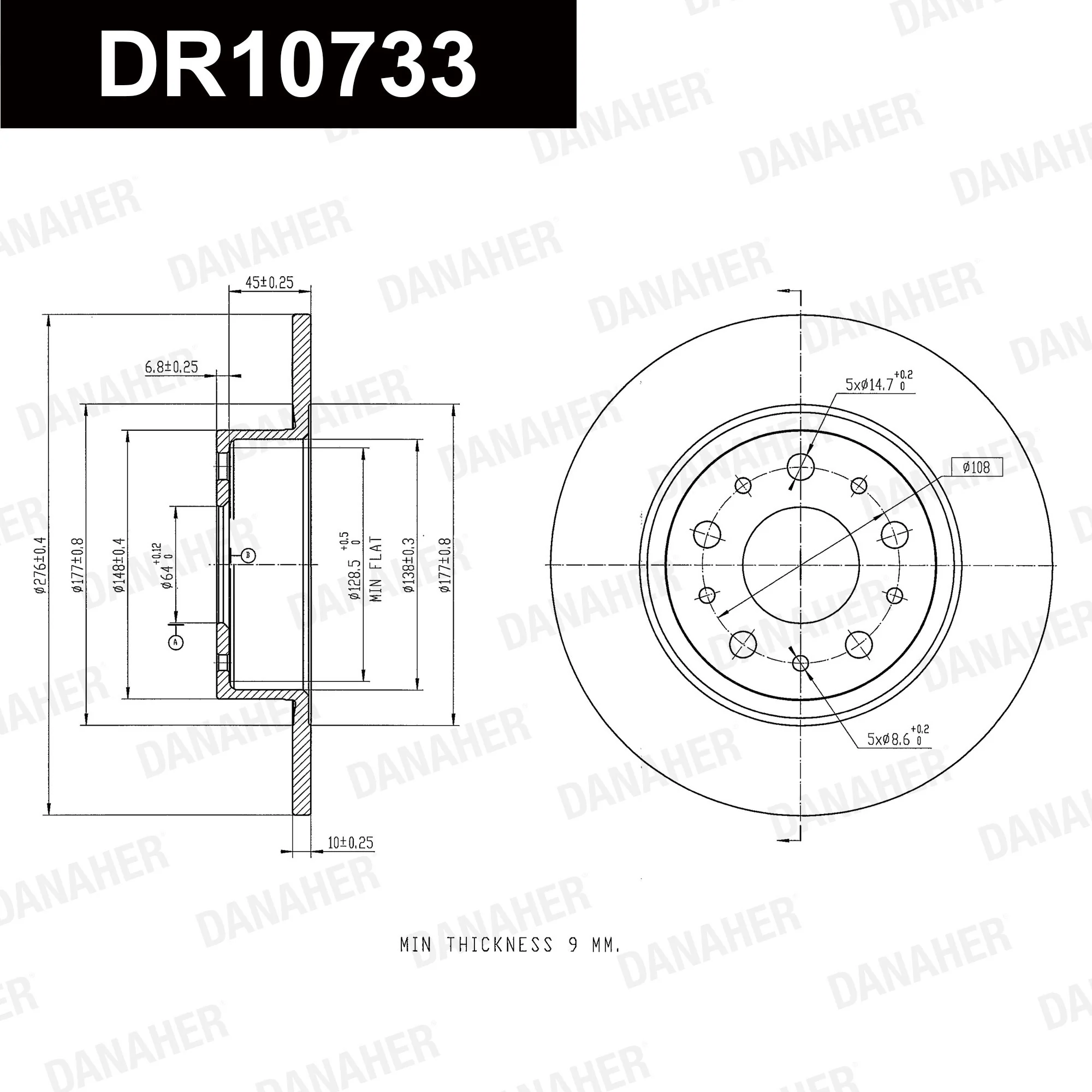 DANAHER féktárcsa - DR10733 - TothCarparts