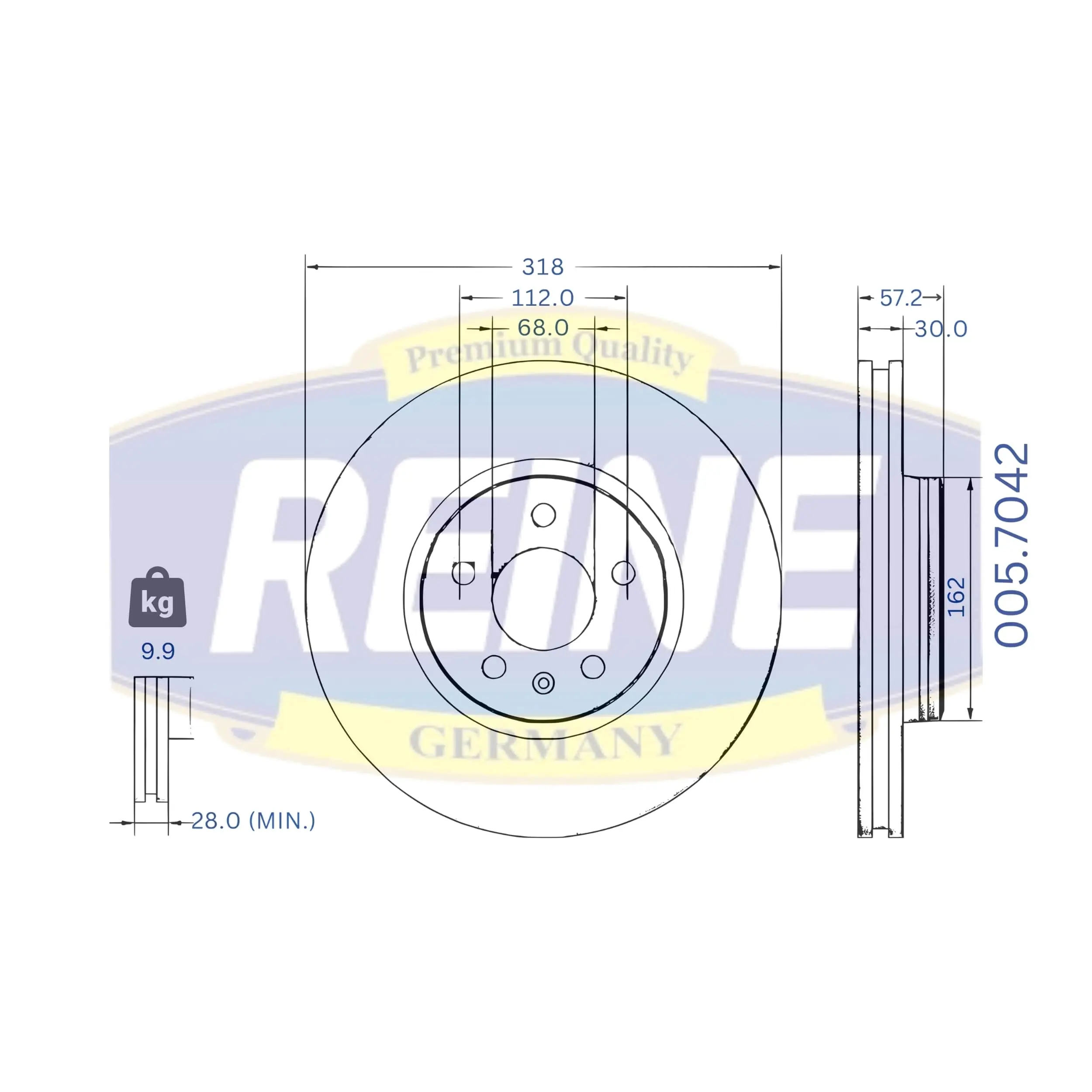 REINE GERMANY féktárcsa - .005.7042 - TothCarparts
