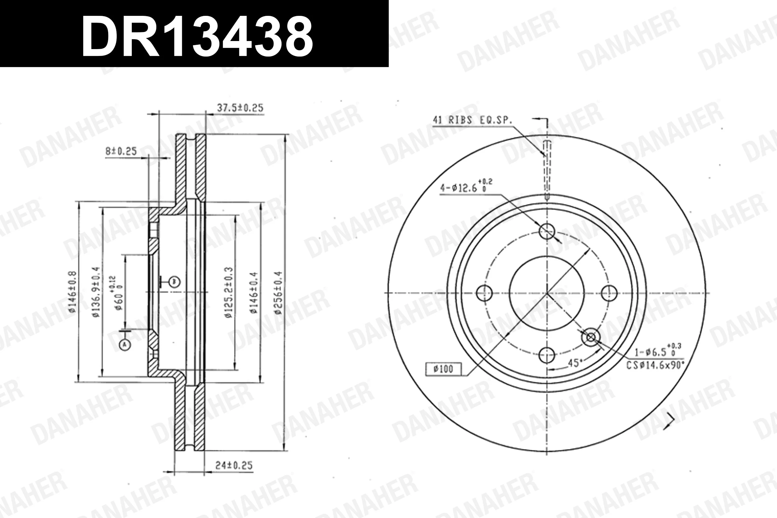 DANAHER féktárcsa - DR13438 - TothCarparts