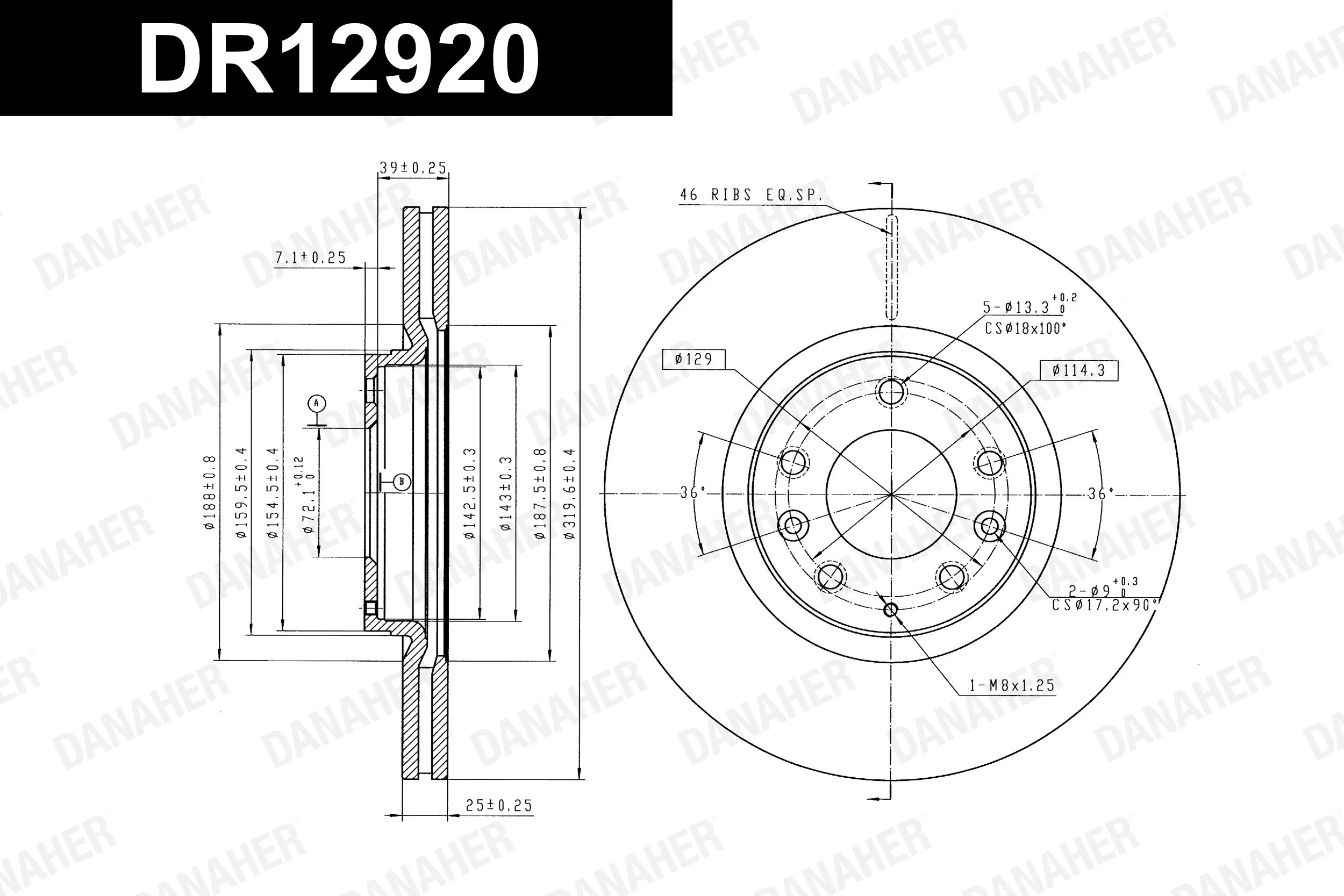 DANAHER féktárcsa - DR12920 - TothCarparts