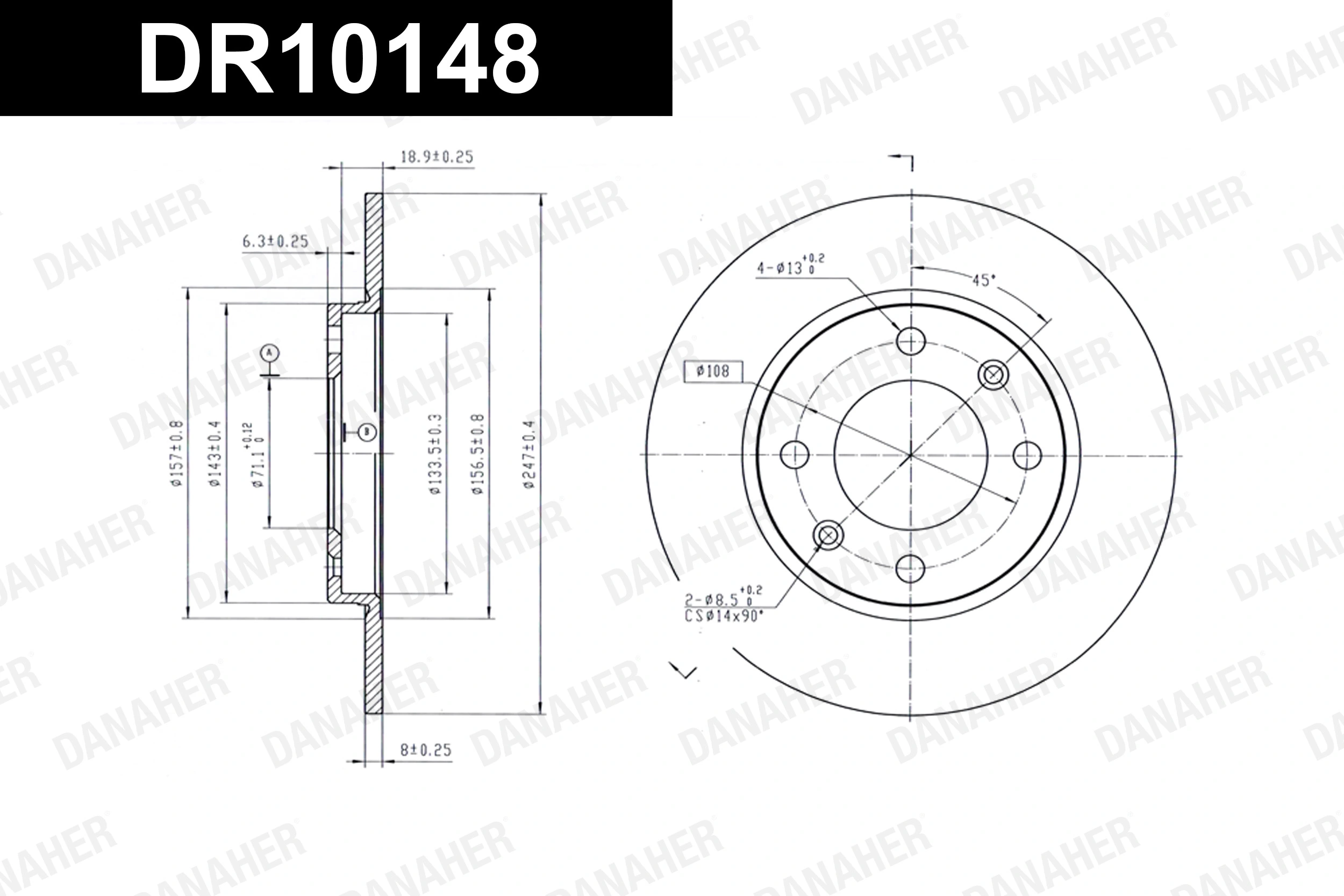 DANAHER féktárcsa - DR10148 - TothCarparts