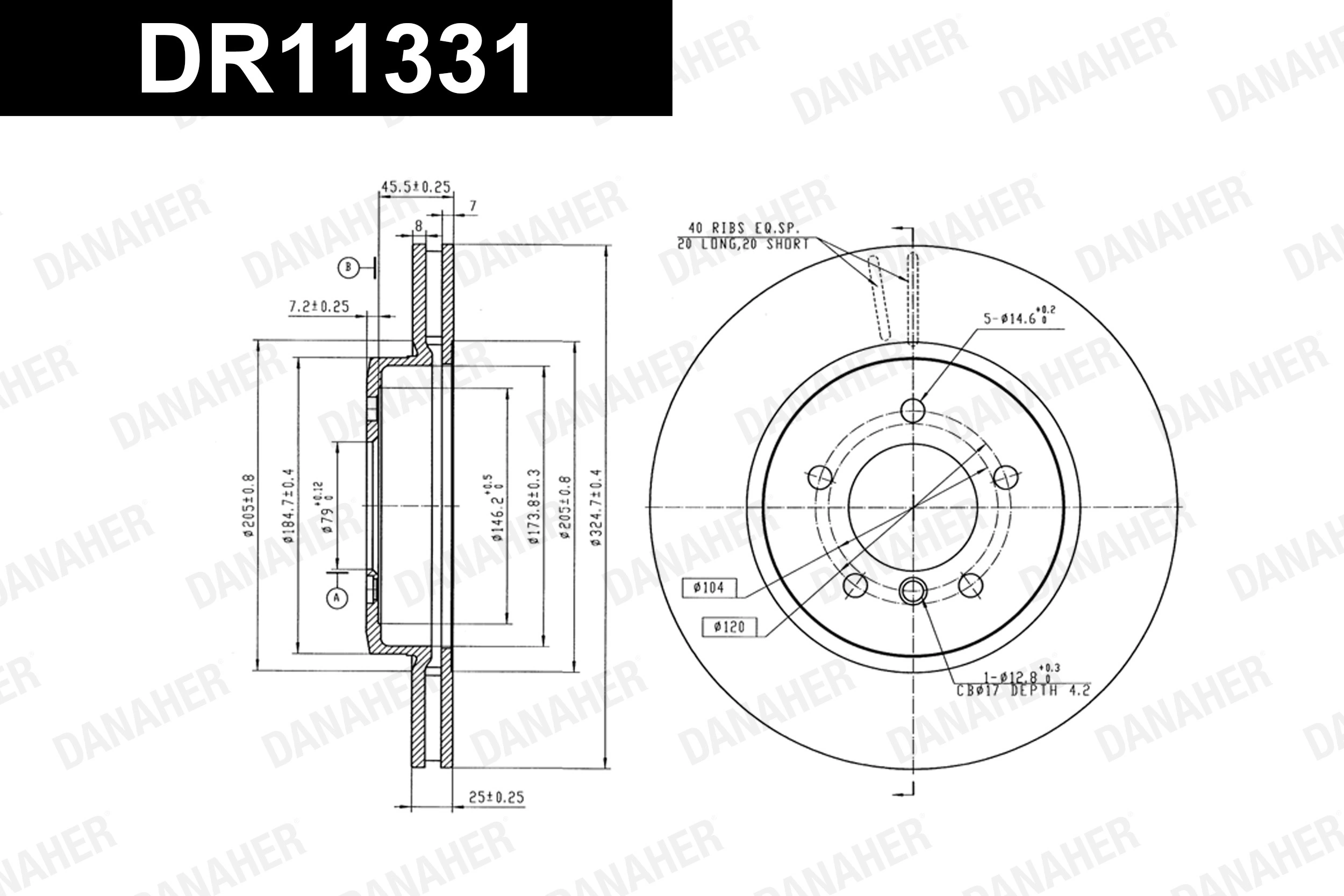 DANAHER féktárcsa - DR11331 - TothCarparts