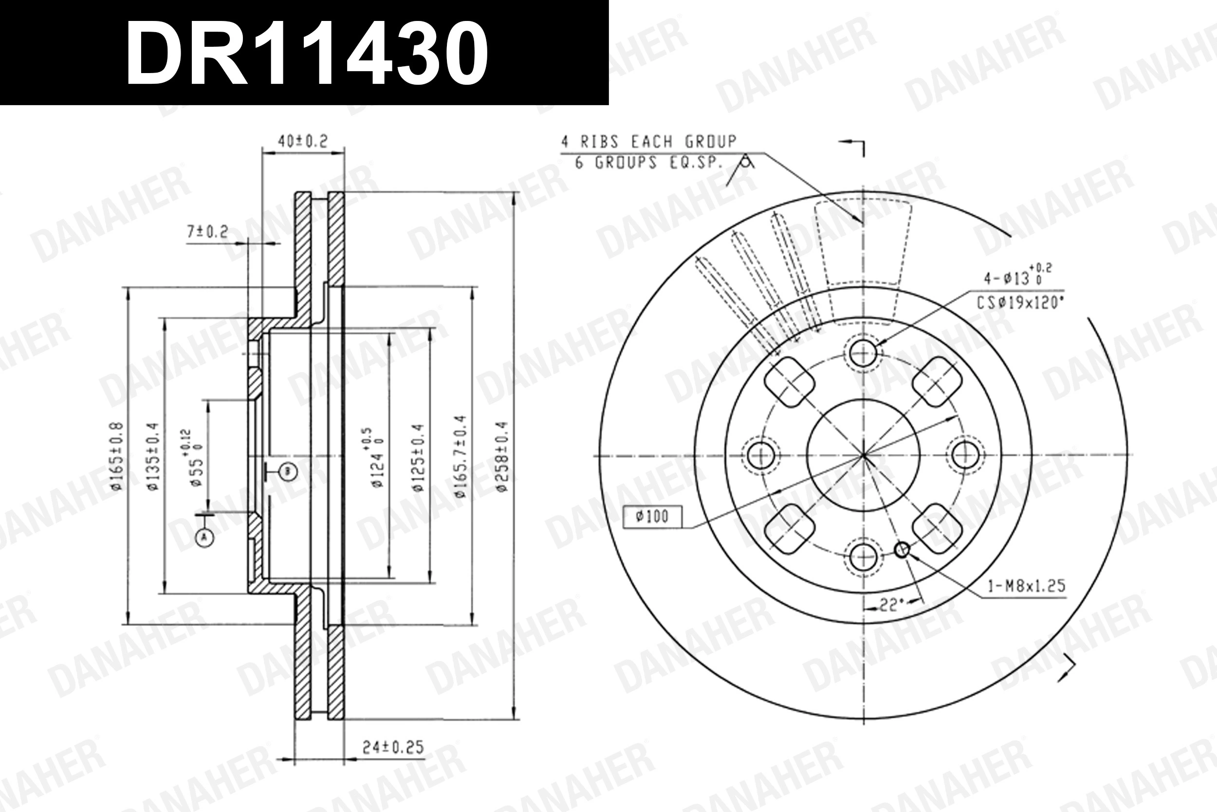 DANAHER féktárcsa - DR11430 - TothCarparts