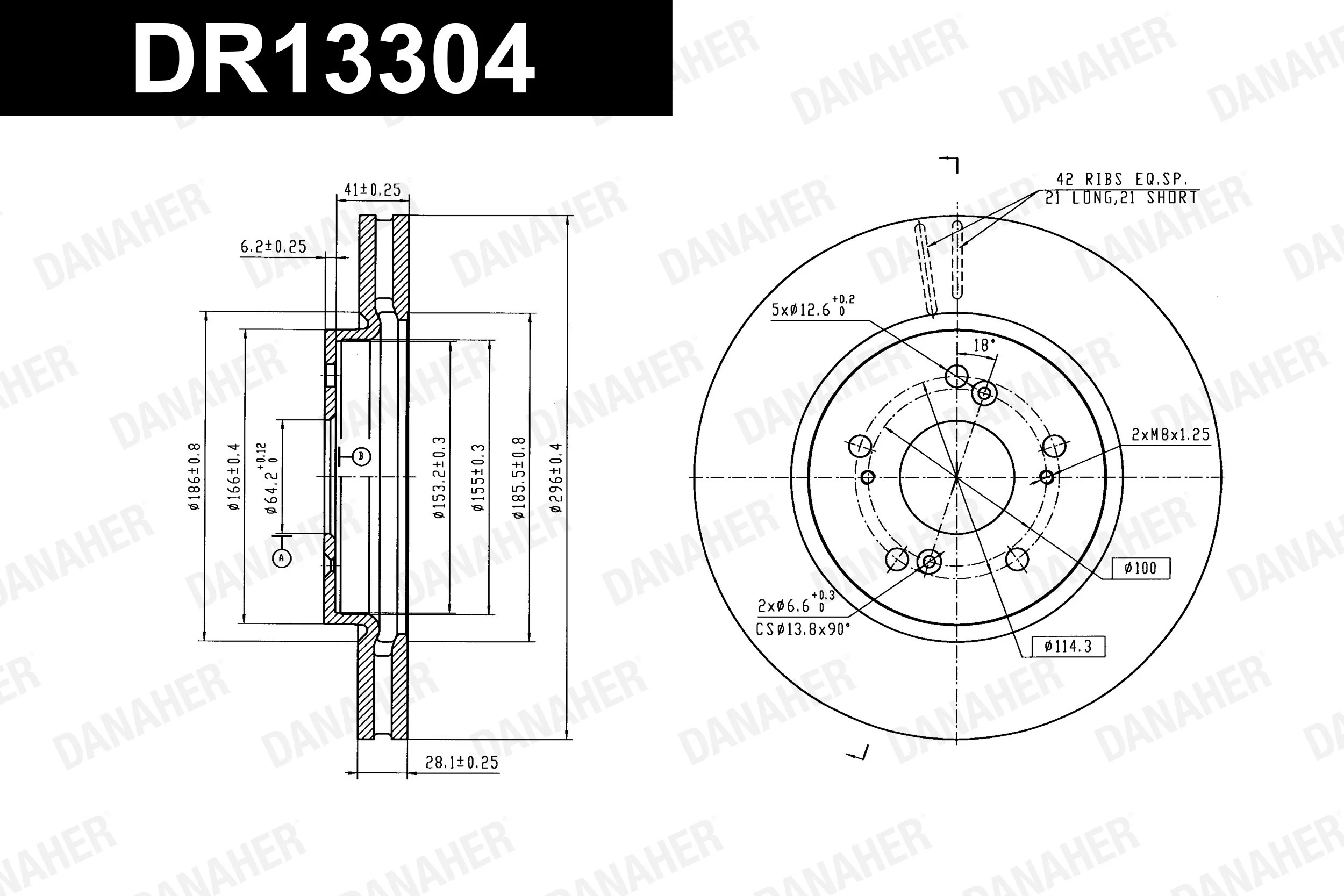 DANAHER féktárcsa - DR13304 - TothCarparts
