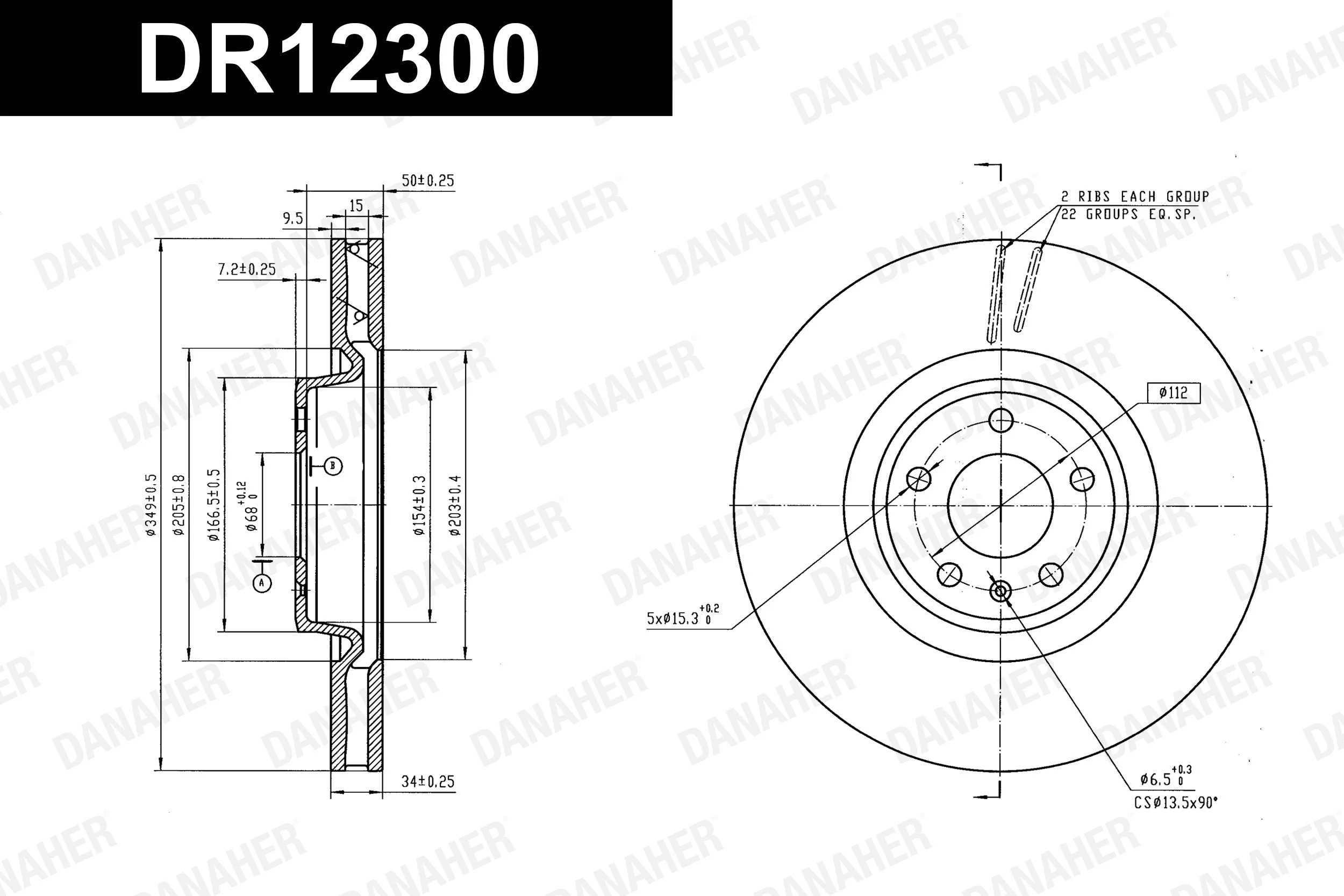 DANAHER féktárcsa - DR12300 - TothCarparts