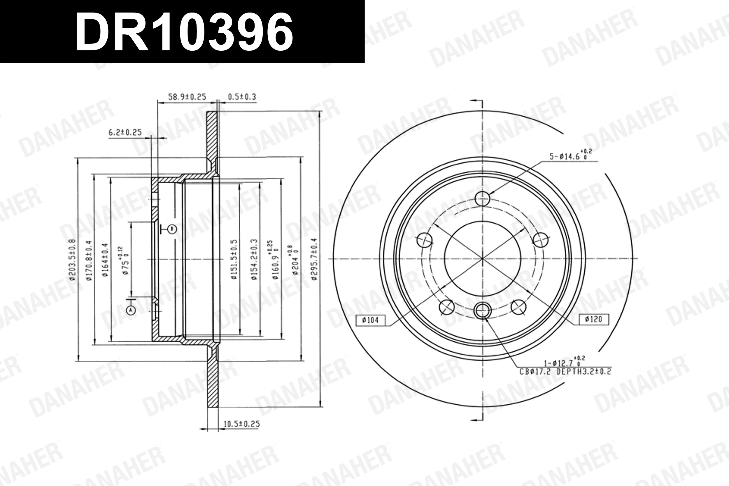 DANAHER féktárcsa - DR10396 - TothCarparts