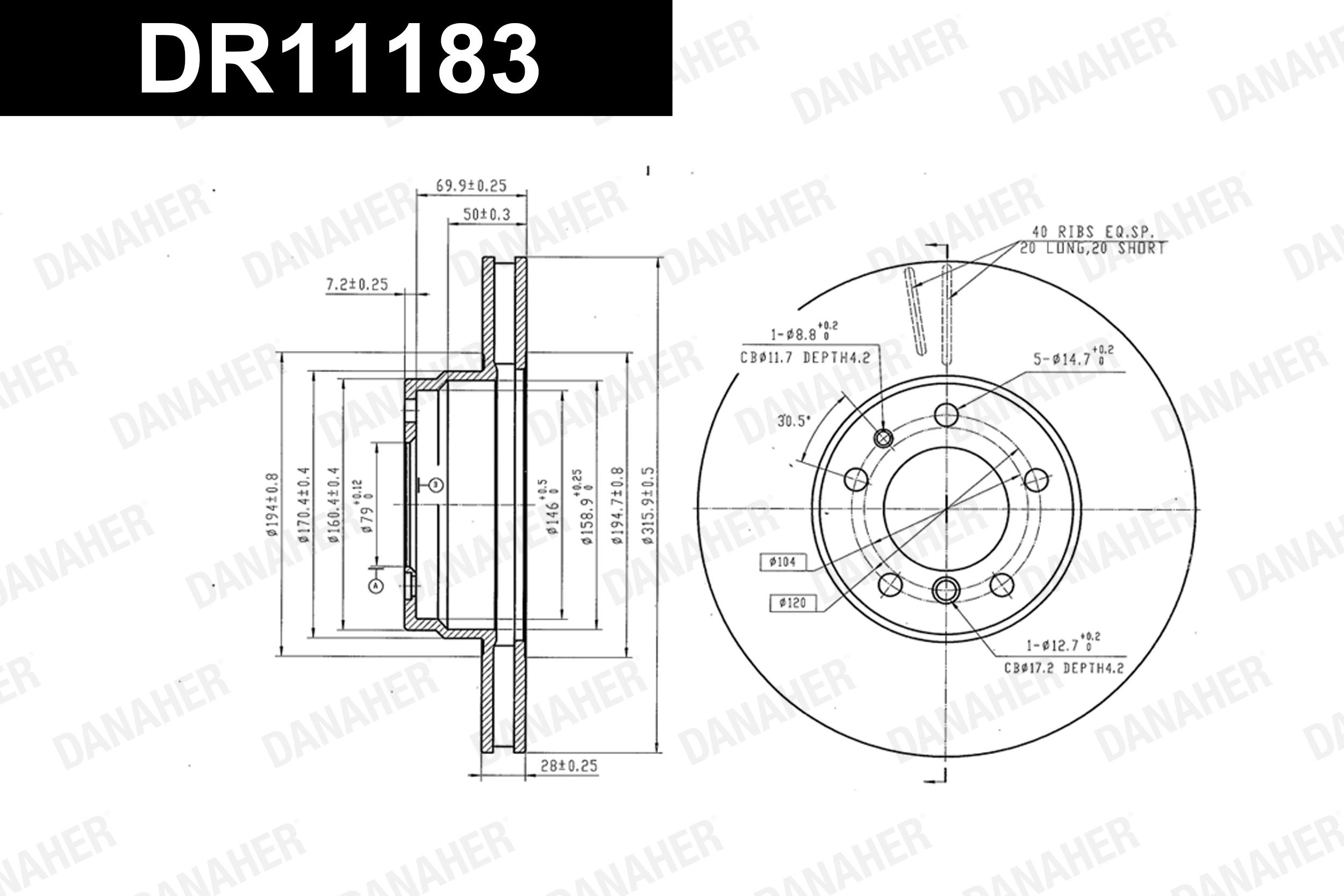 DANAHER féktárcsa - DR11183 - TothCarparts
