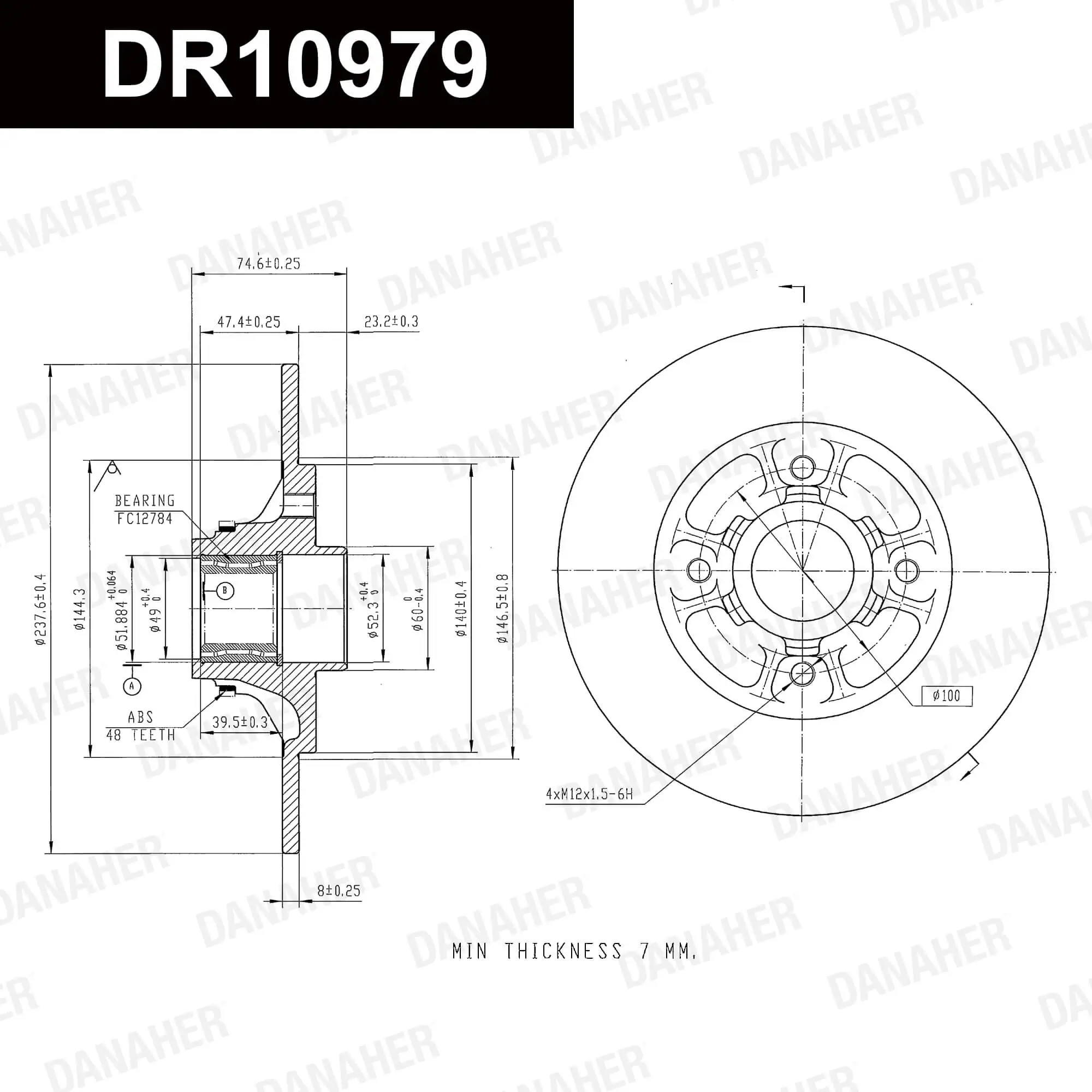 DANAHER féktárcsa - DR10979 - TothCarparts