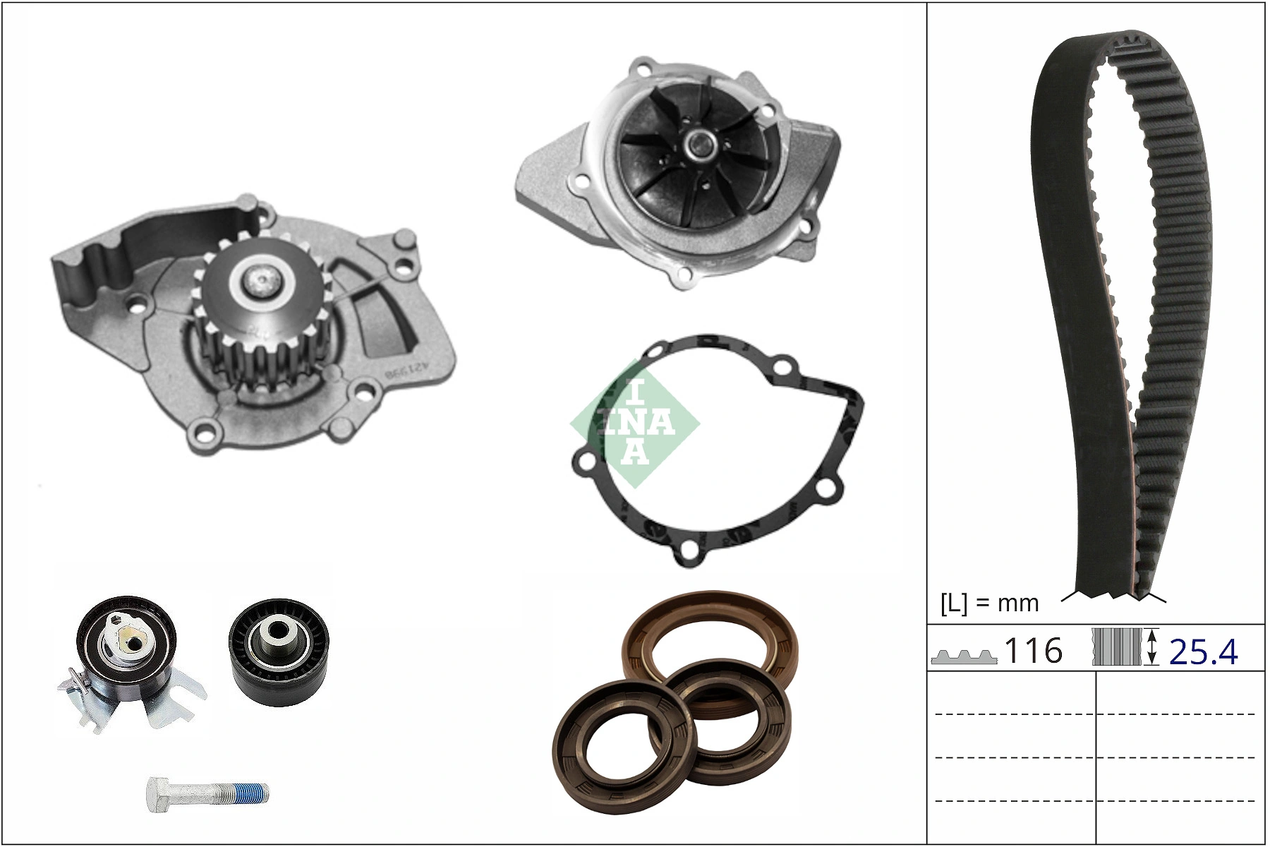 Schaeffler INA Vízpumpa + fogasszíj készlet - 530 0876 30 - TothCarparts