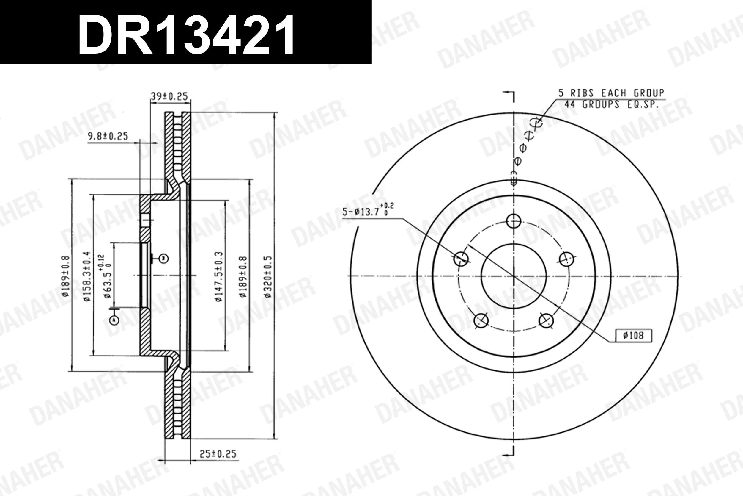 DANAHER féktárcsa - DR13421 - TothCarparts