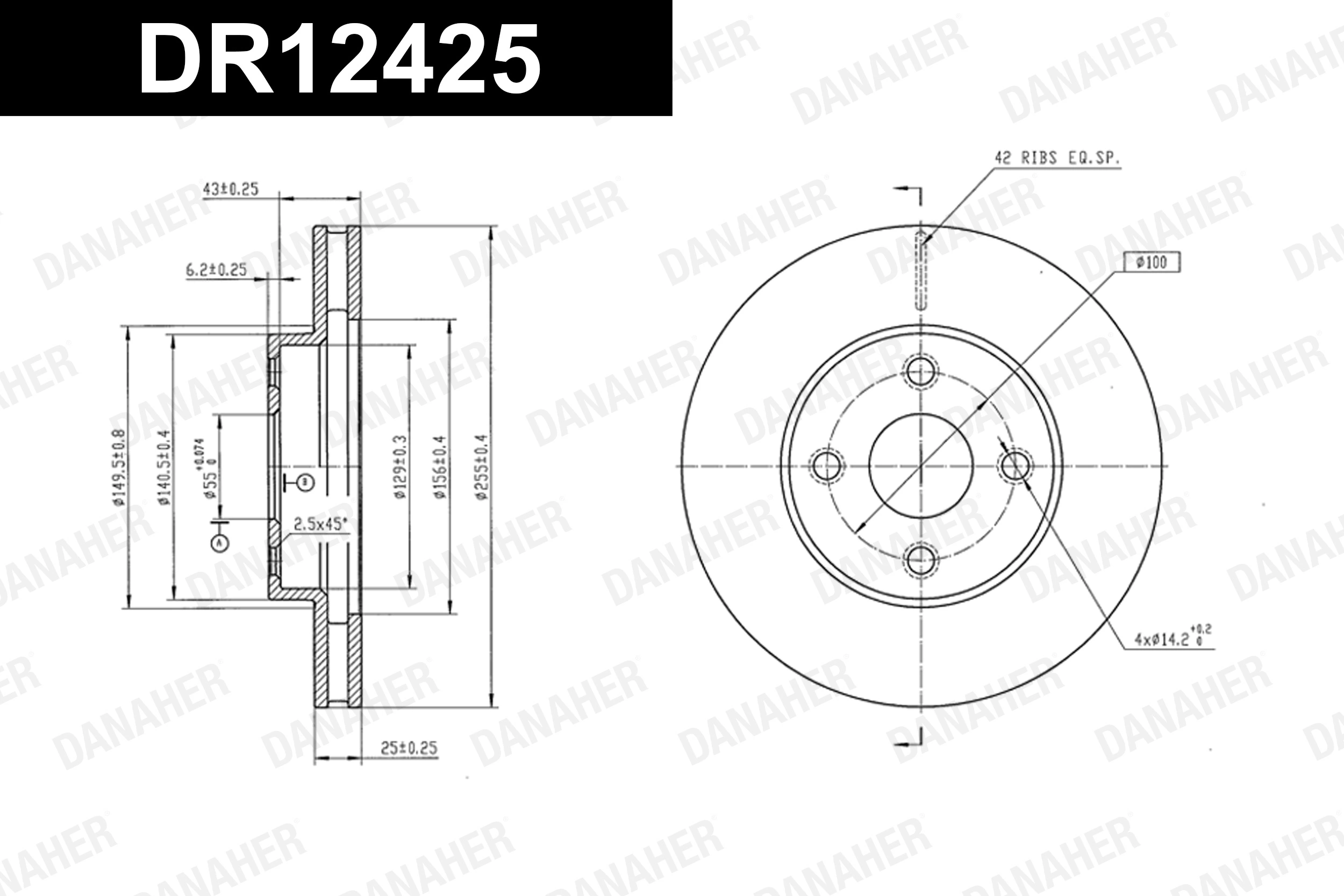 DANAHER féktárcsa - DR12425 - TothCarparts