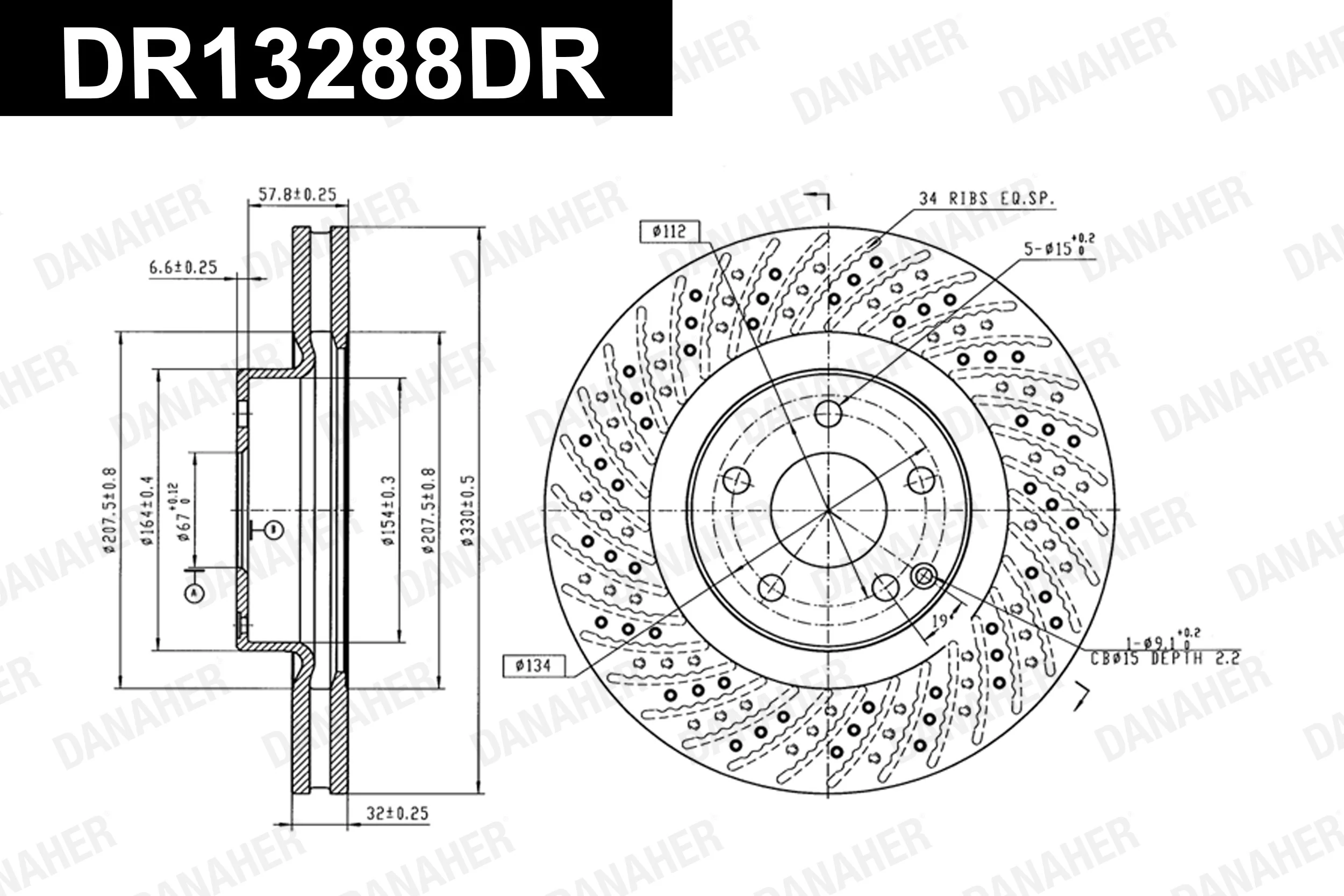 DANAHER féktárcsa - DR13288DR - TothCarparts