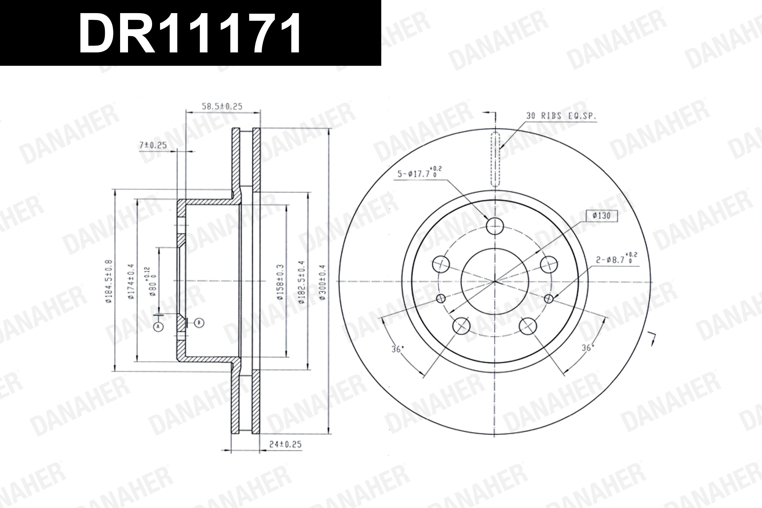 DANAHER féktárcsa - DR11171 - TothCarparts
