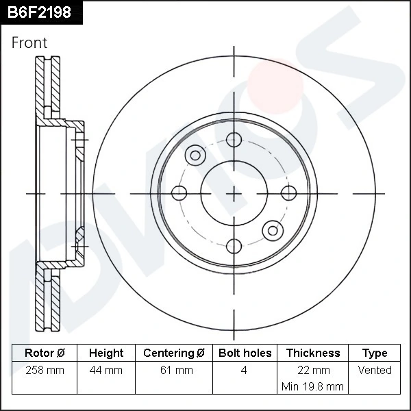 ADVICS féktárcsa - B6F2198 - TothCarparts