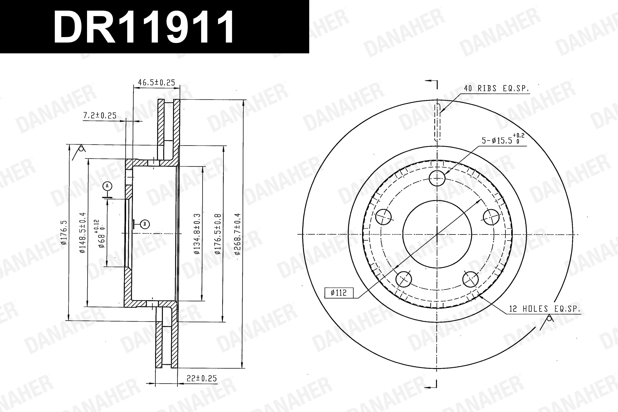 DANAHER féktárcsa - DR11911 - TothCarparts