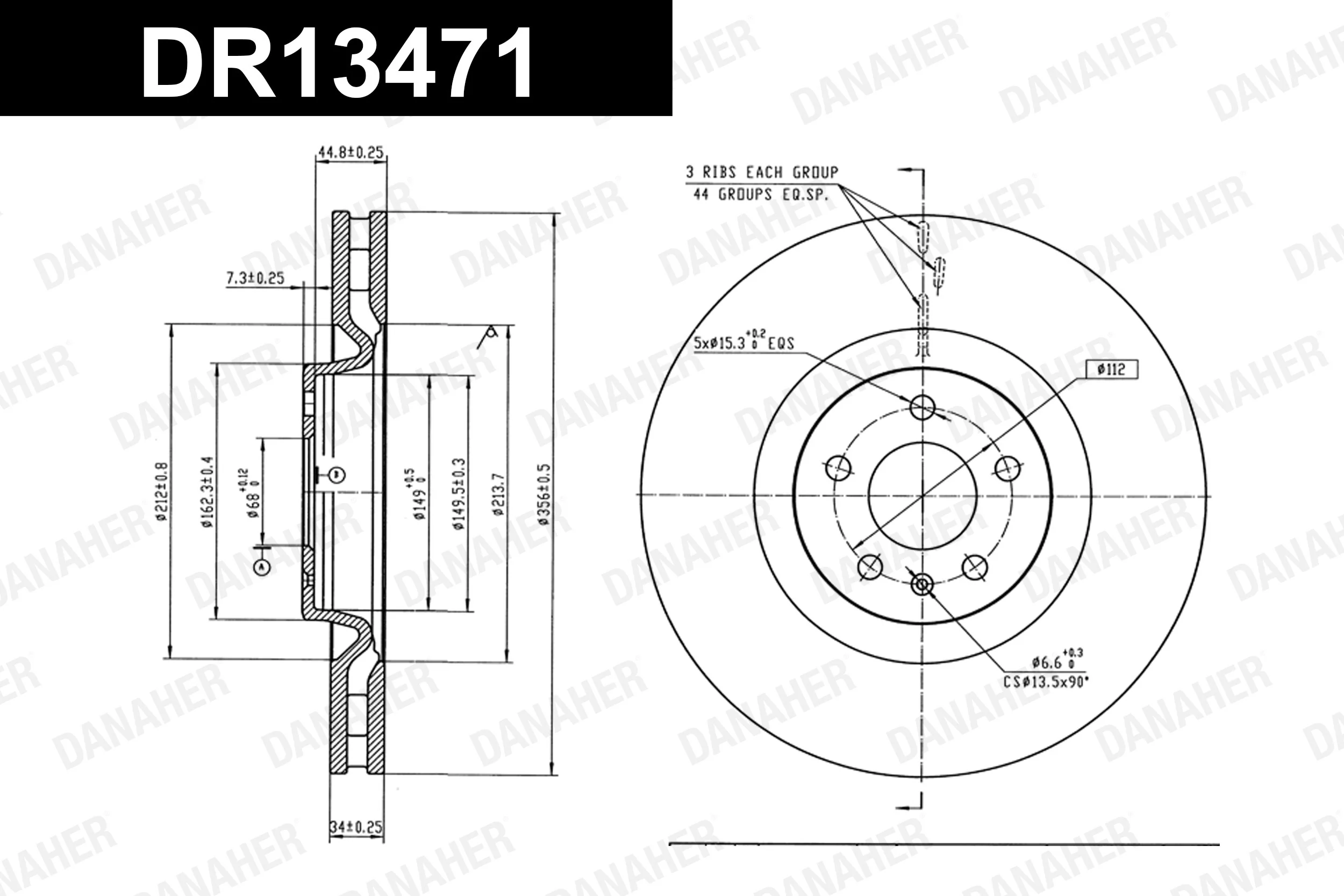 DANAHER féktárcsa - DR13471 - TothCarparts