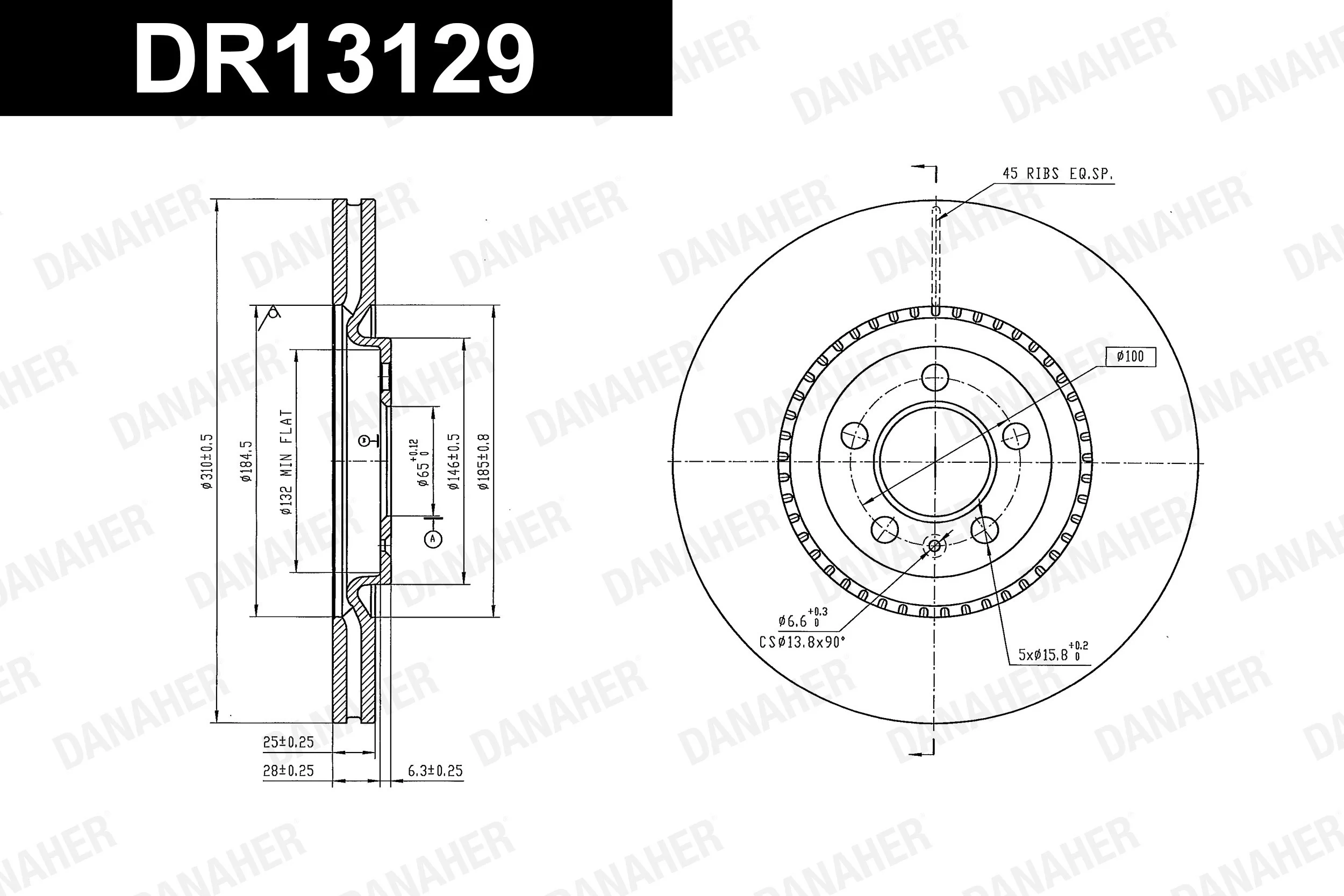 DANAHER féktárcsa - DR13129 - TothCarparts