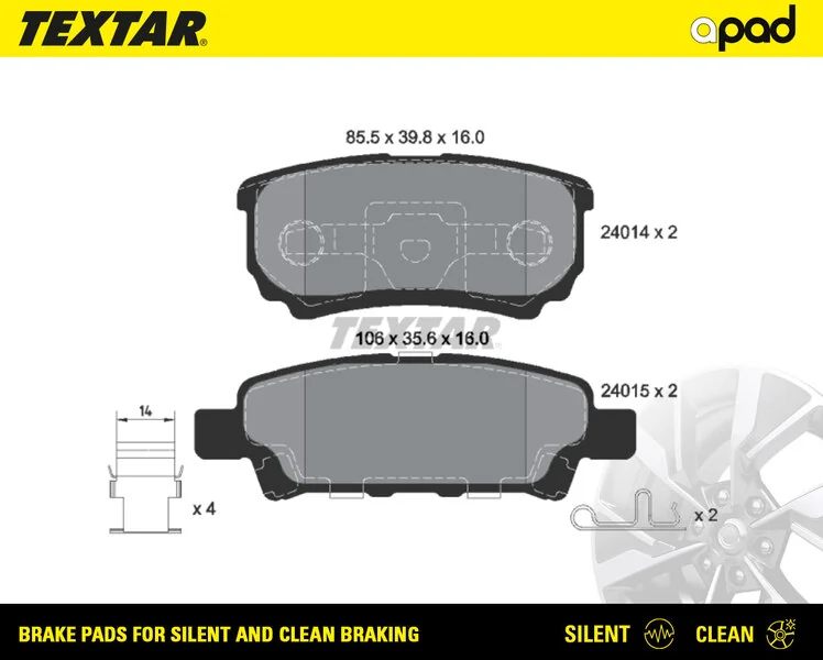 TEXTAR fékbetétkészlet, tárcsafék - 2401401SC - TothCarparts