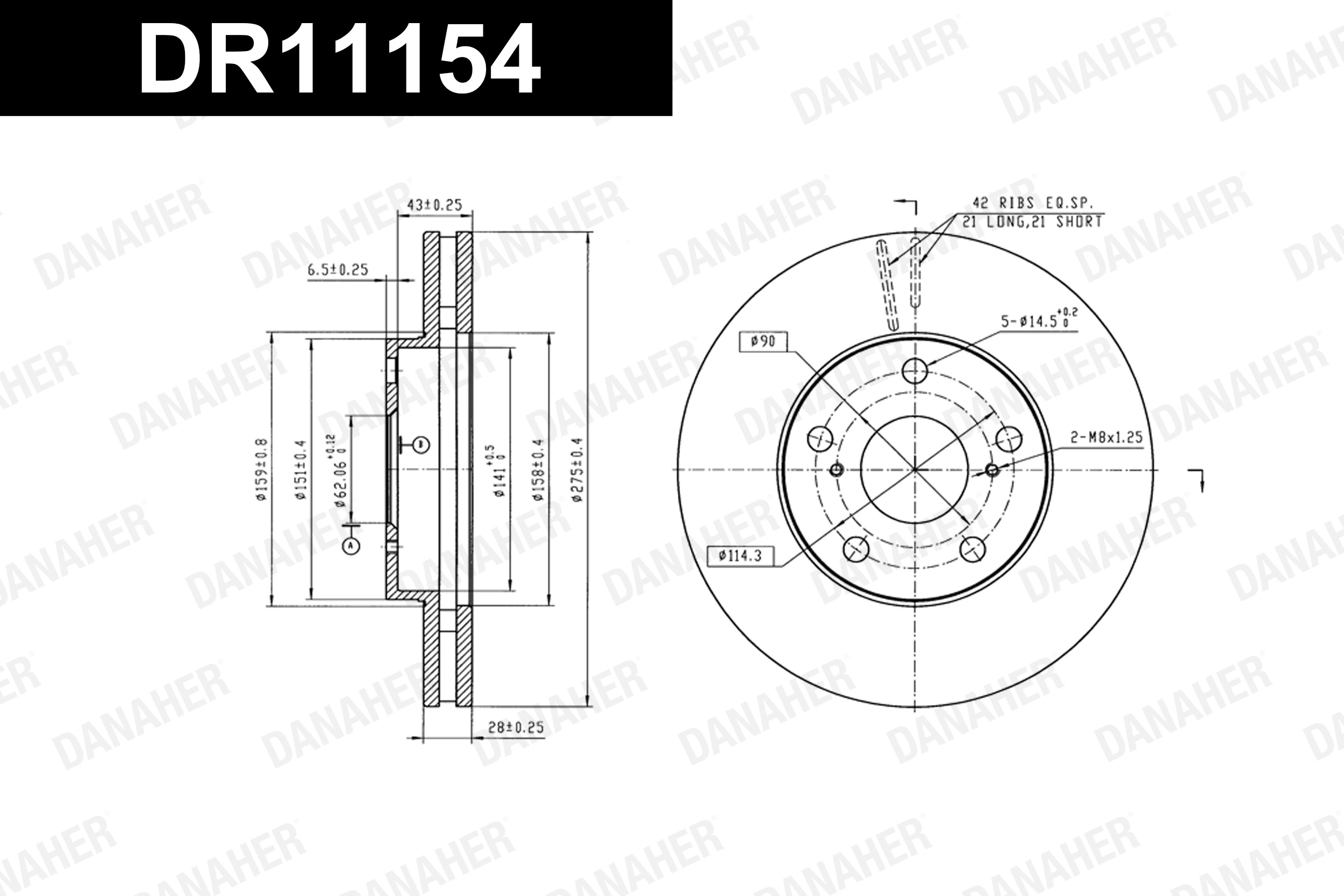DANAHER féktárcsa - DR11154 - TothCarparts