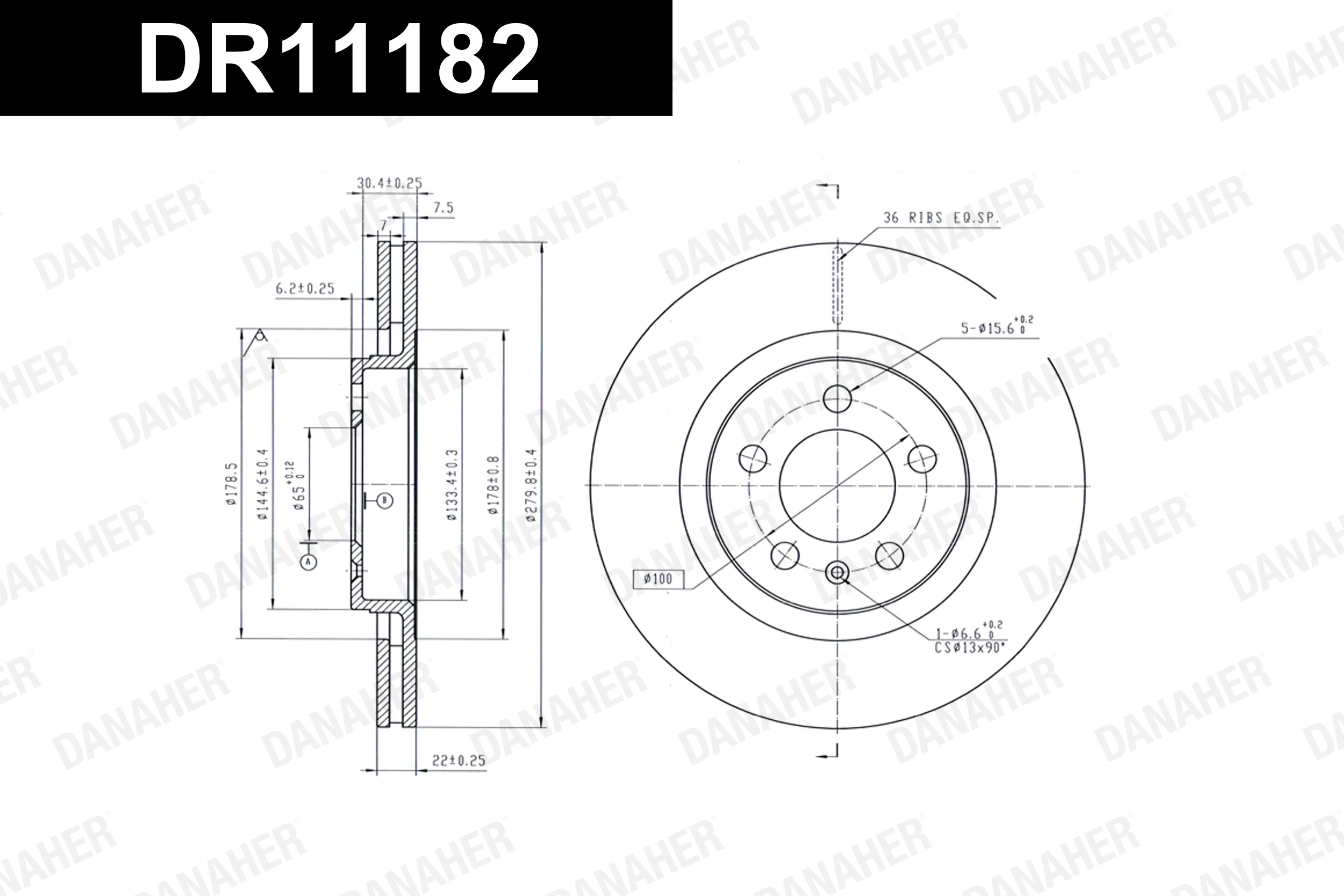 DANAHER féktárcsa - DR11182 - TothCarparts