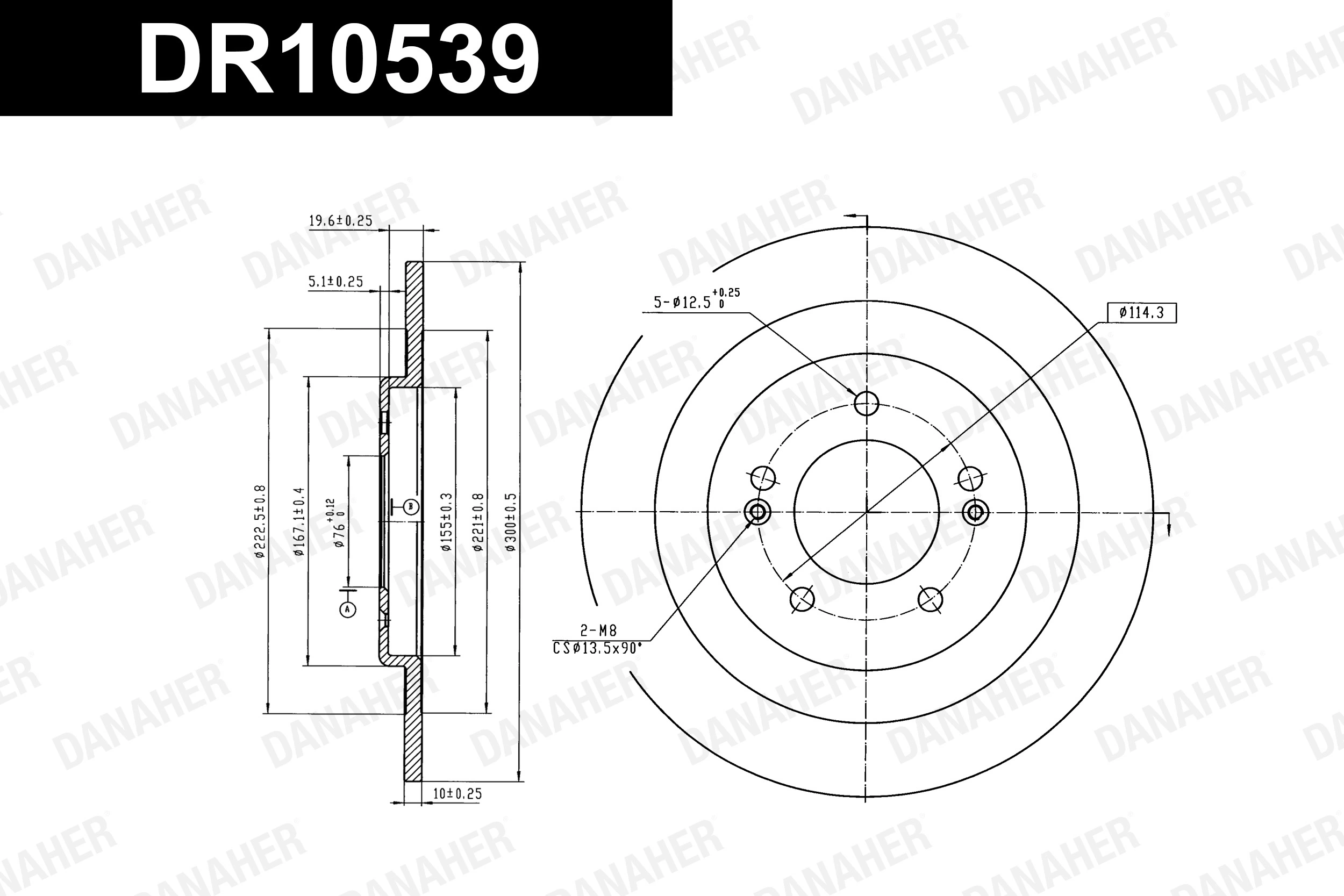 DANAHER féktárcsa - DR10539 - TothCarparts