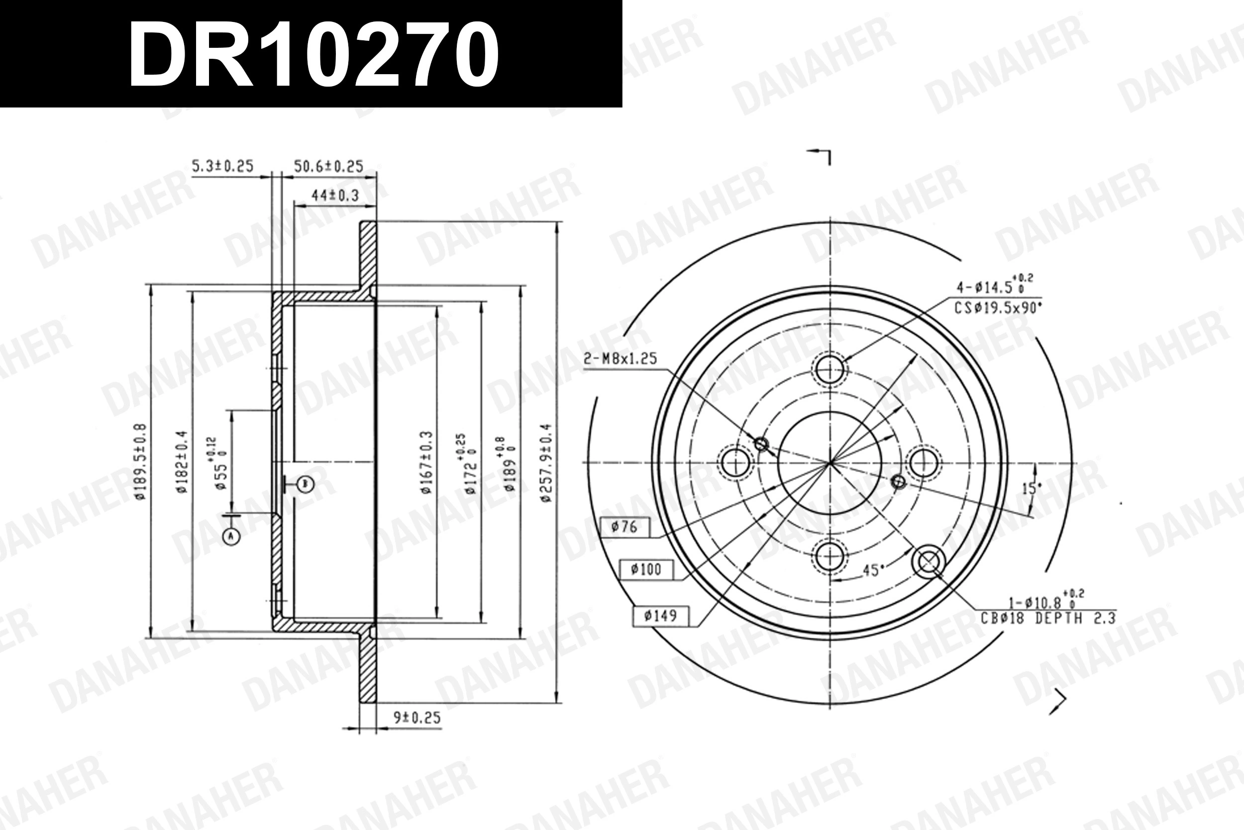 DANAHER féktárcsa - DR10270 - TothCarparts