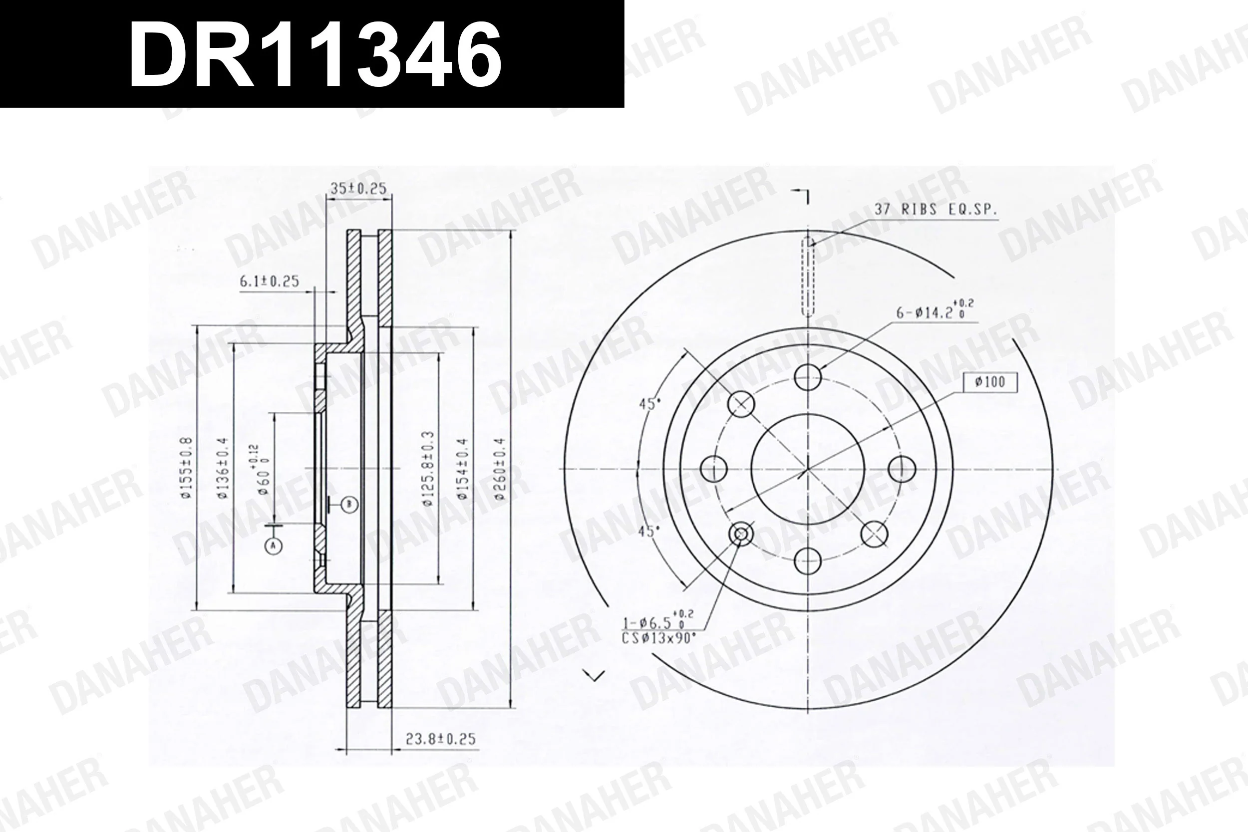 DANAHER féktárcsa - DR11346 - TothCarparts