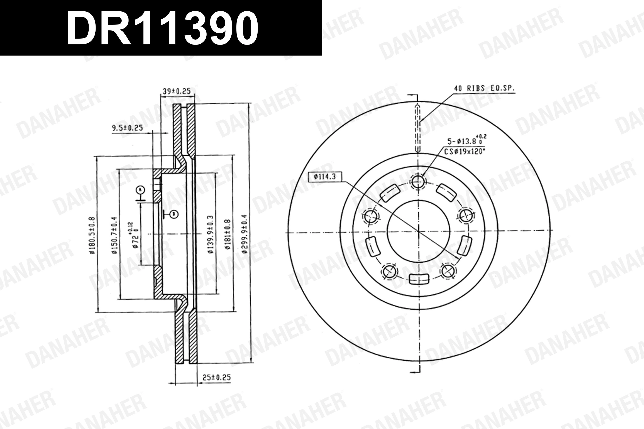 DANAHER féktárcsa - DR11390 - TothCarparts