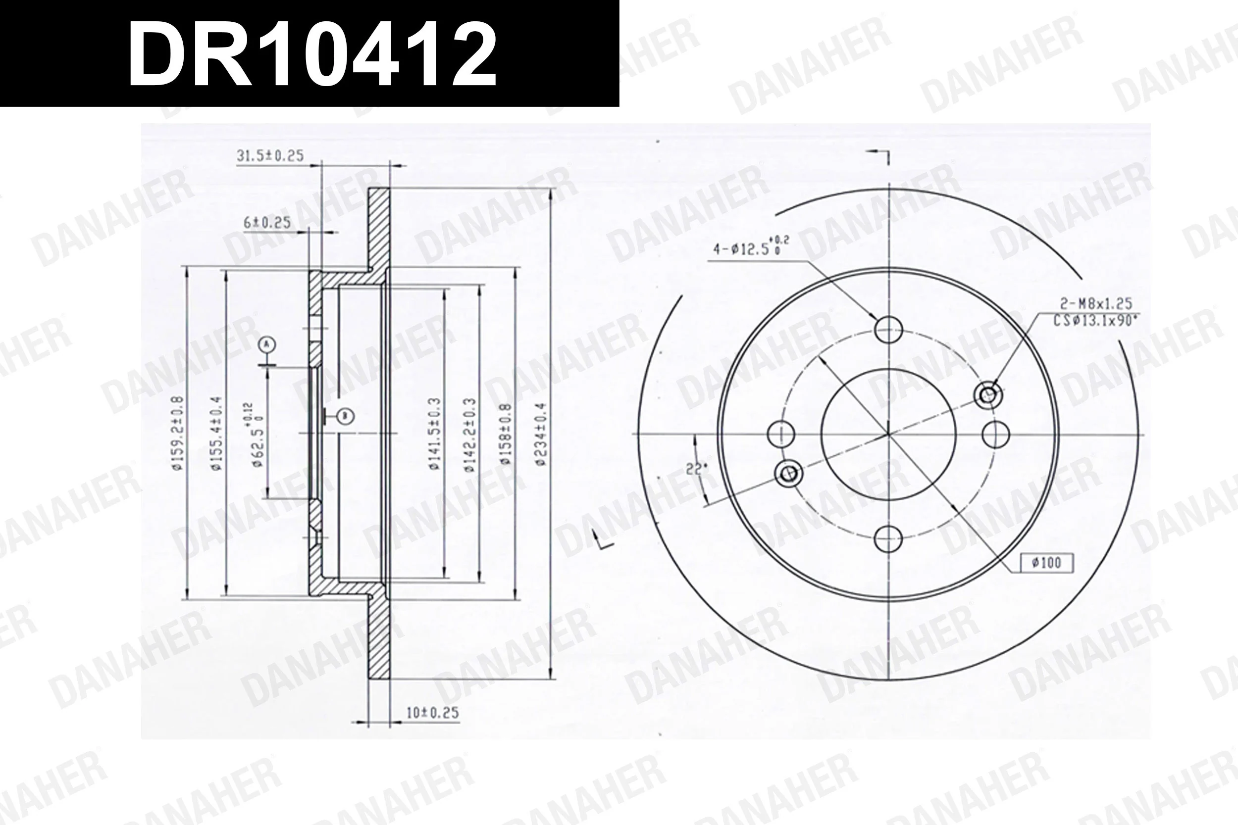 DANAHER féktárcsa - DR10412 - TothCarparts