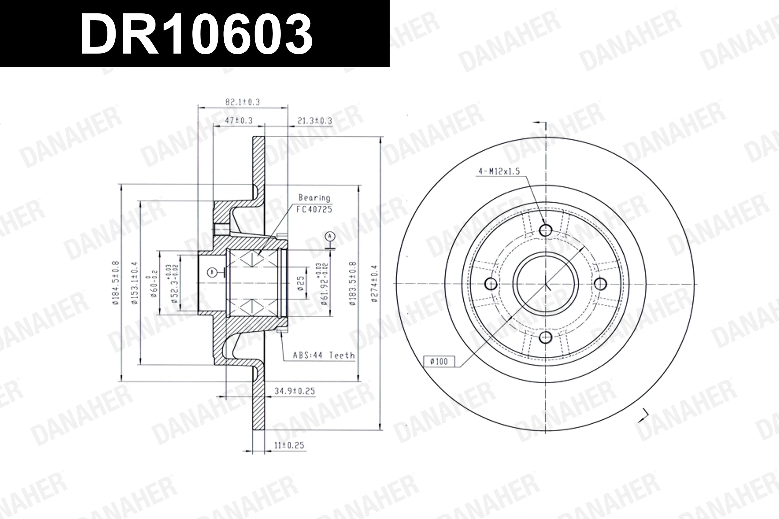 DANAHER féktárcsa - DR10603 - TothCarparts