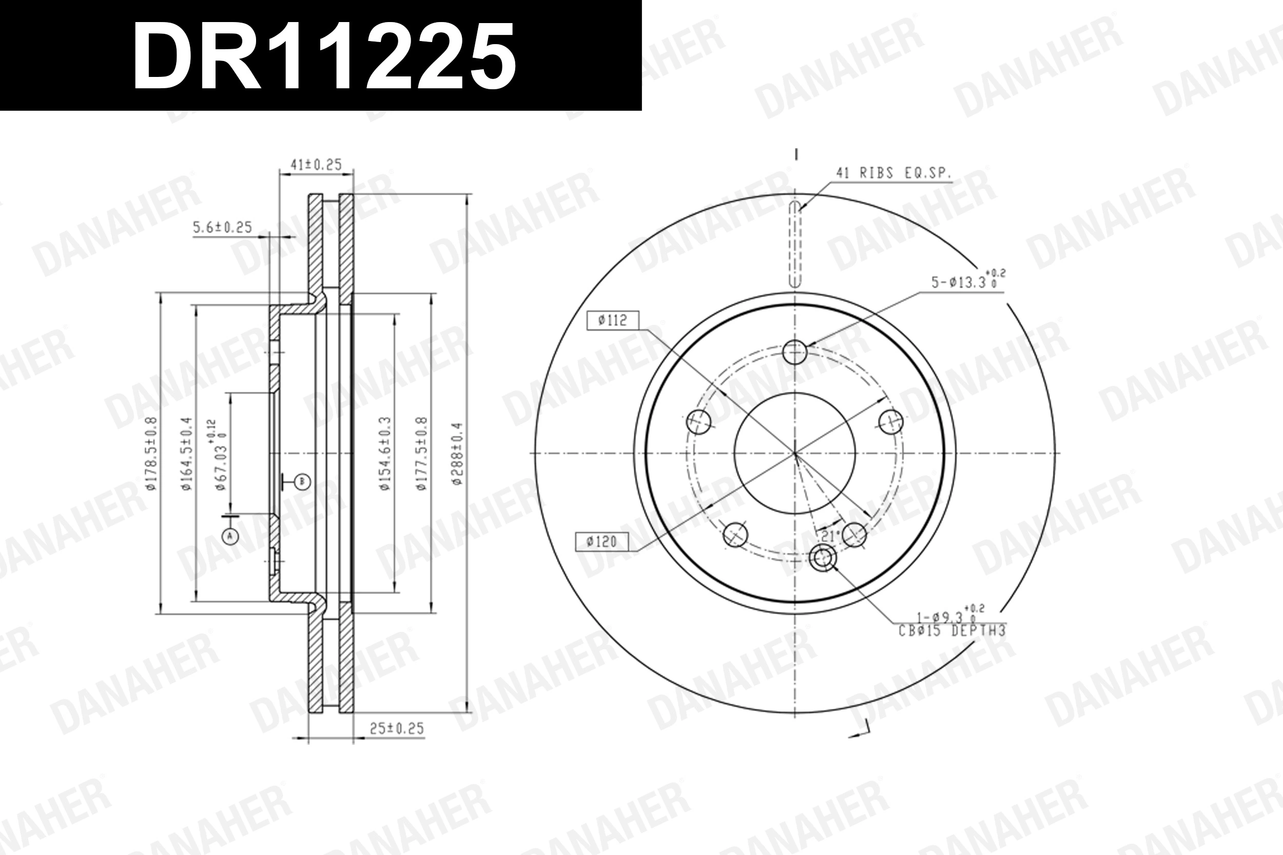DANAHER féktárcsa - DR11225 - TothCarparts