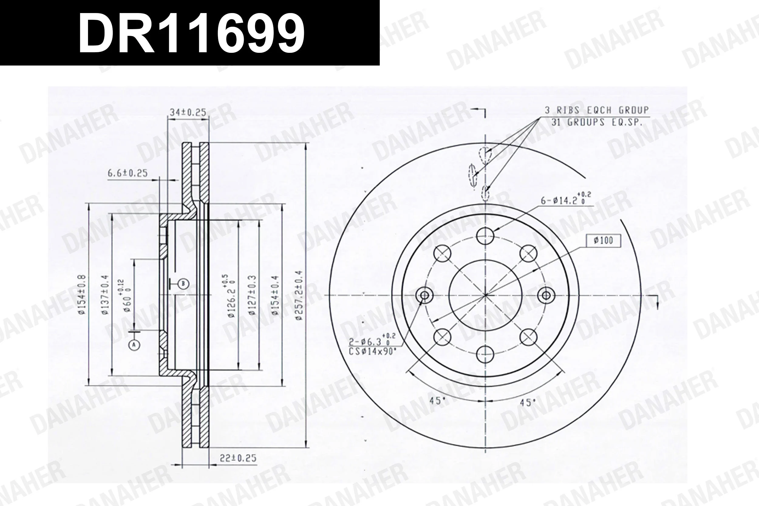 DANAHER féktárcsa - DR11699 - TothCarparts