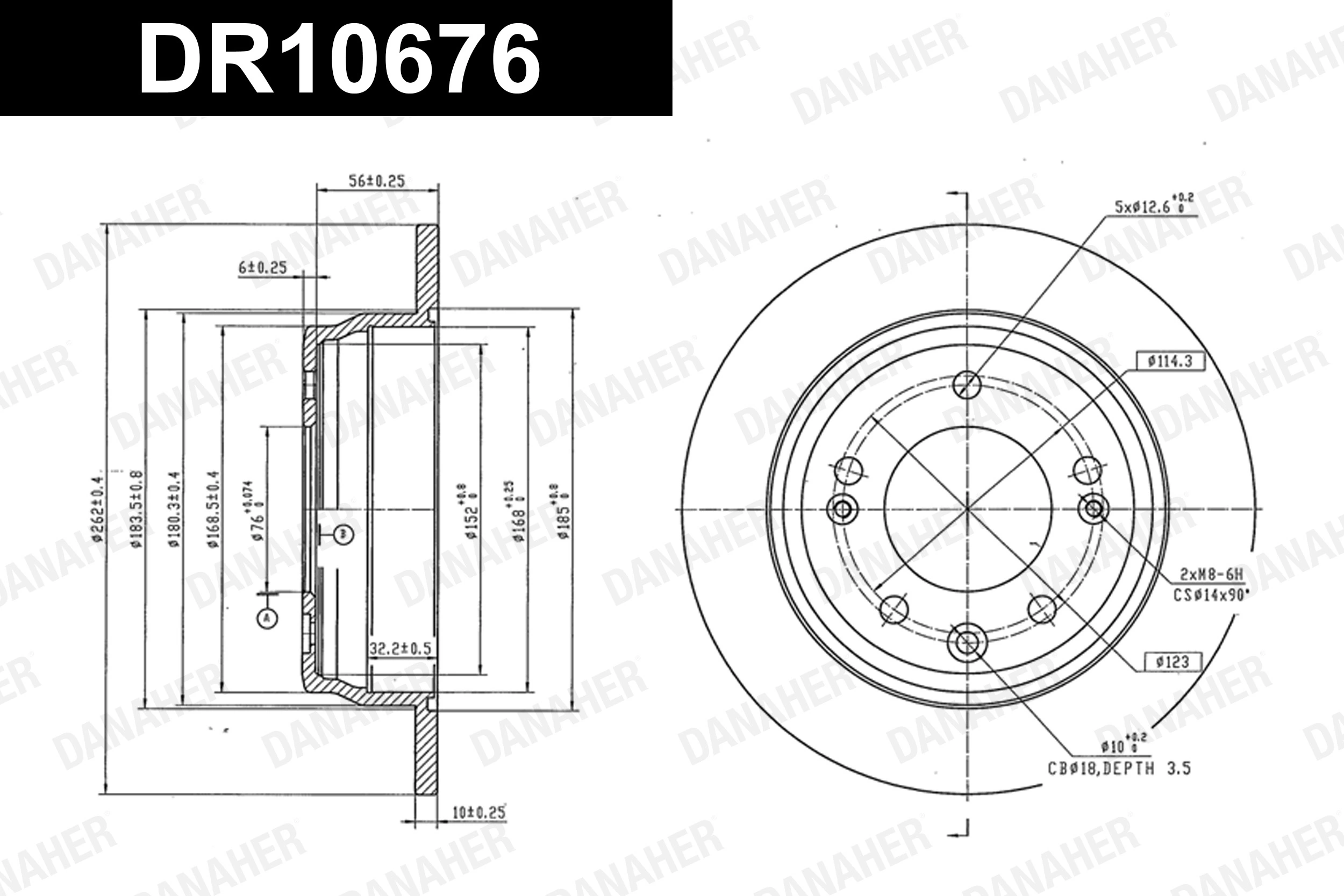 DANAHER féktárcsa - DR10676 - TothCarparts
