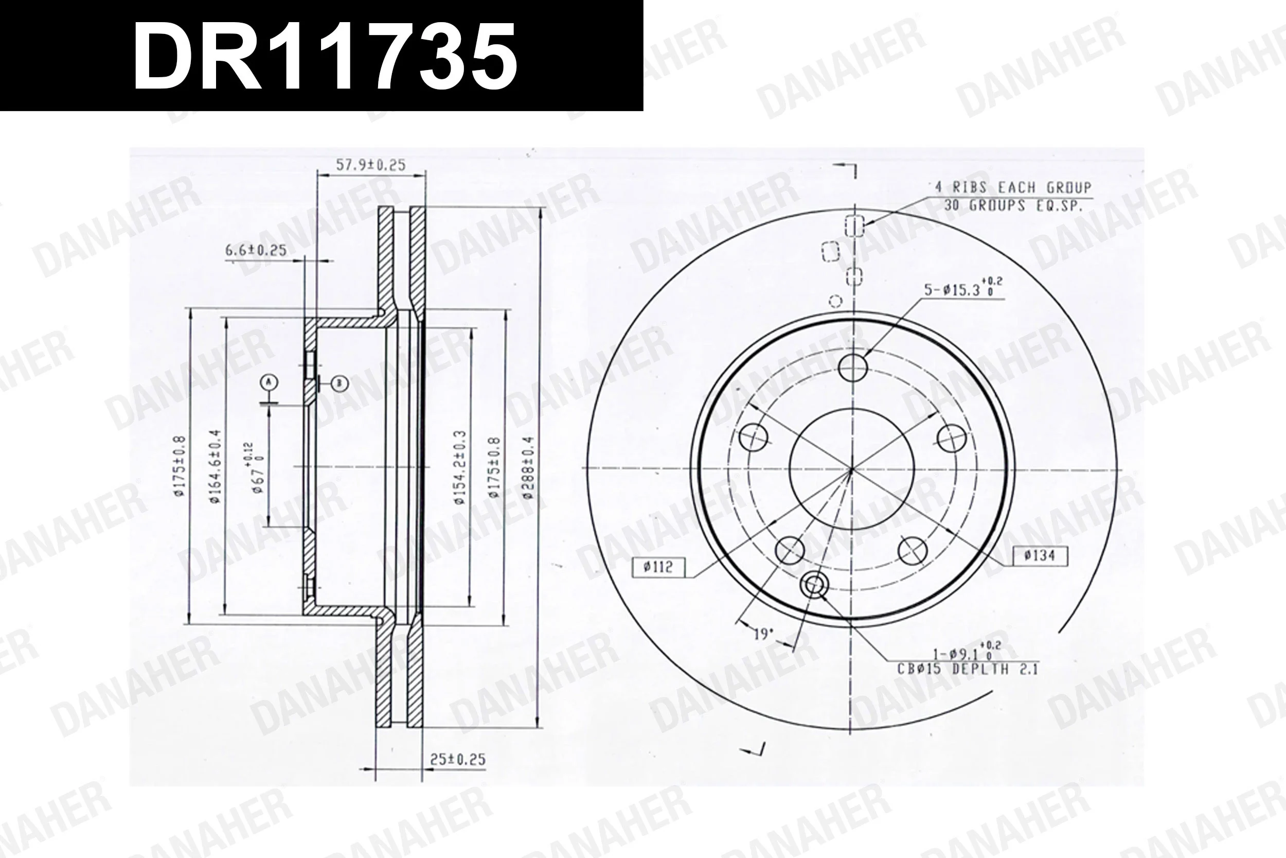 DANAHER féktárcsa - DR11735 - TothCarparts