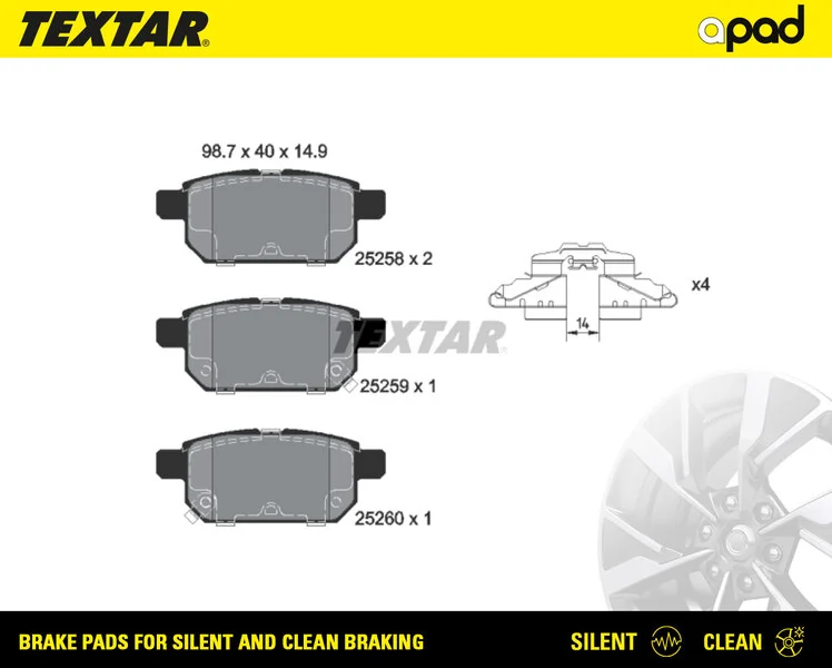 TEXTAR fékbetétkészlet, tárcsafék - 2525801SC - TothCarparts