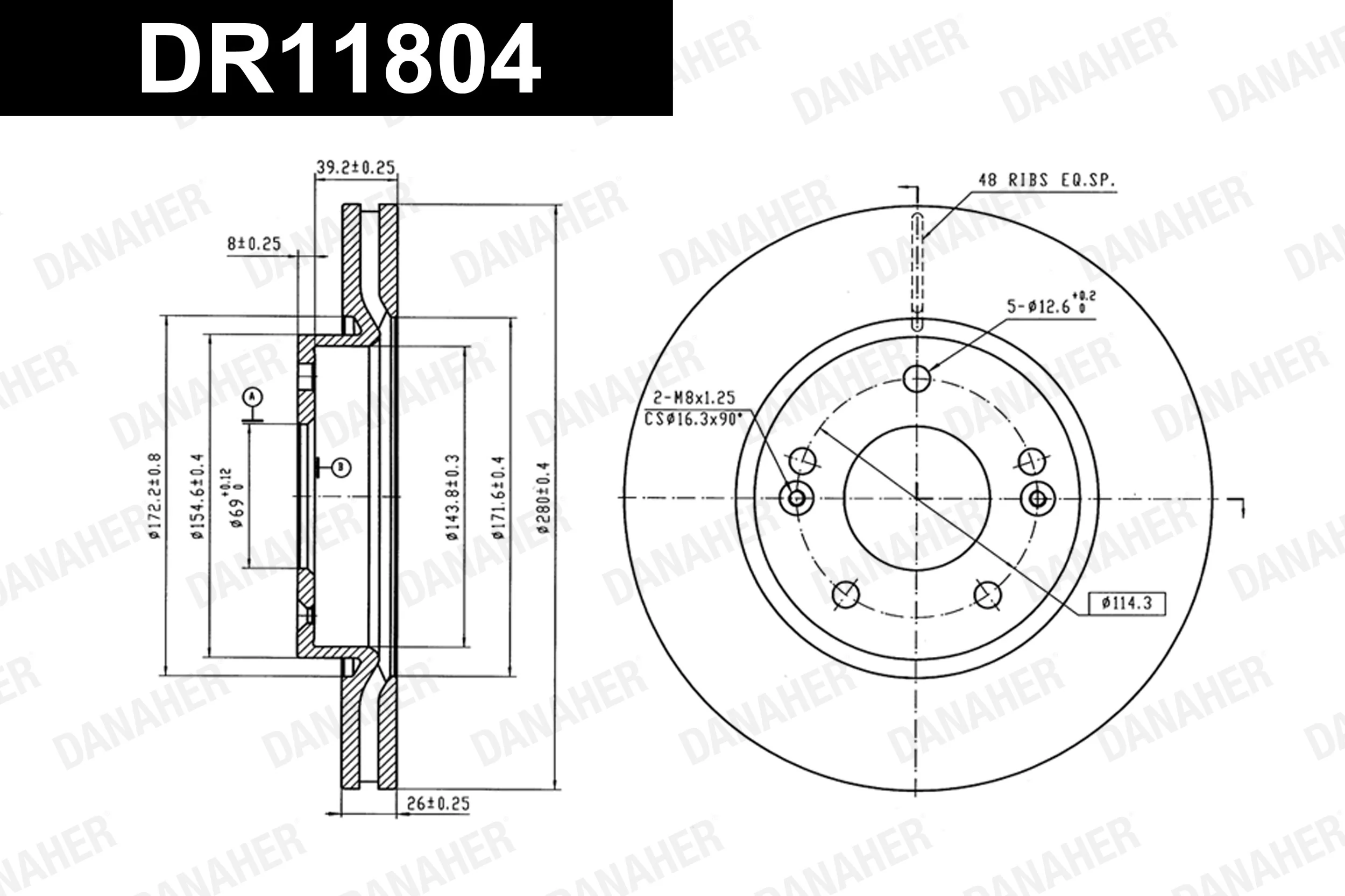 DANAHER féktárcsa - DR11804 - TothCarparts