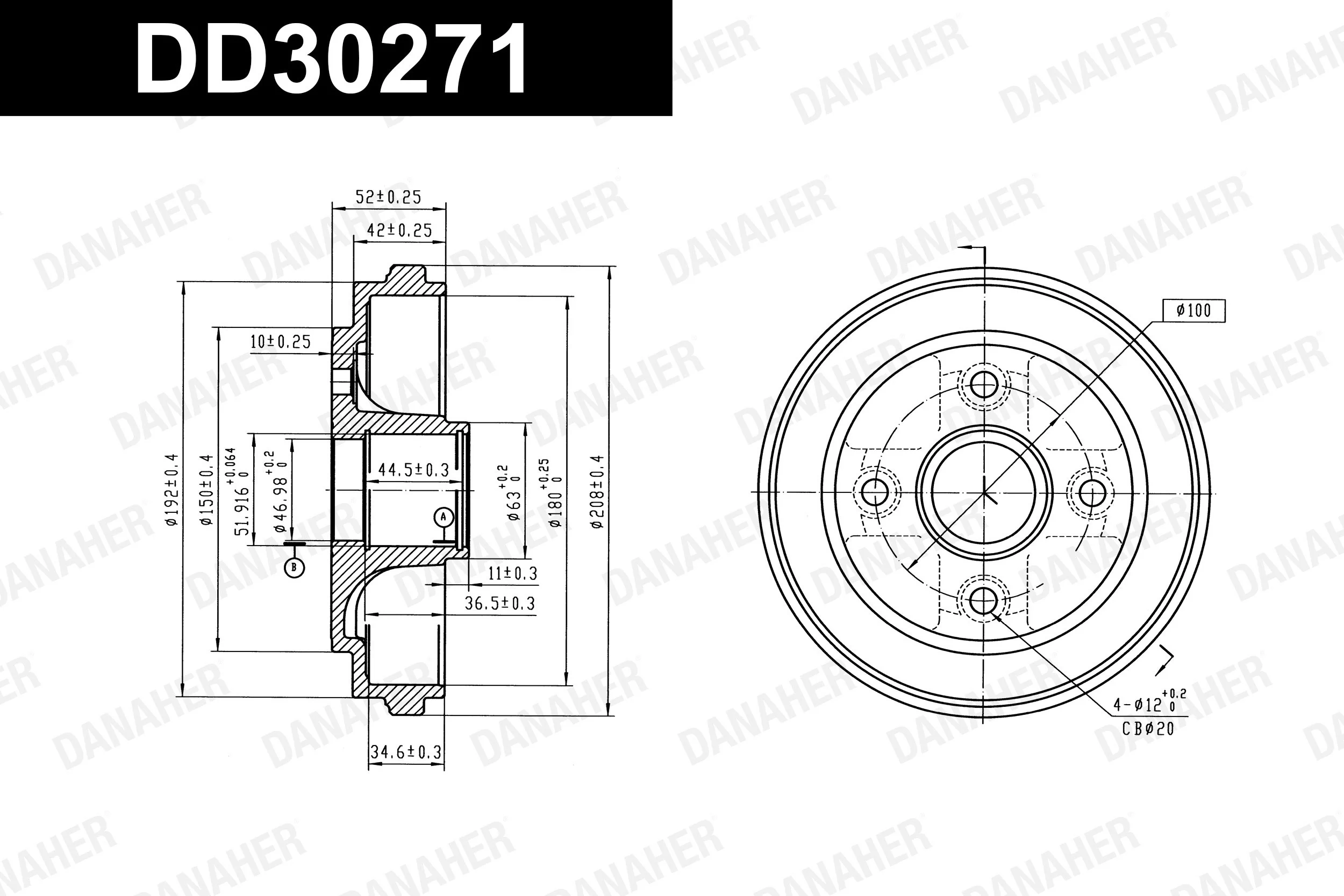 DANAHER fékdob - DD30271 - TothCarparts