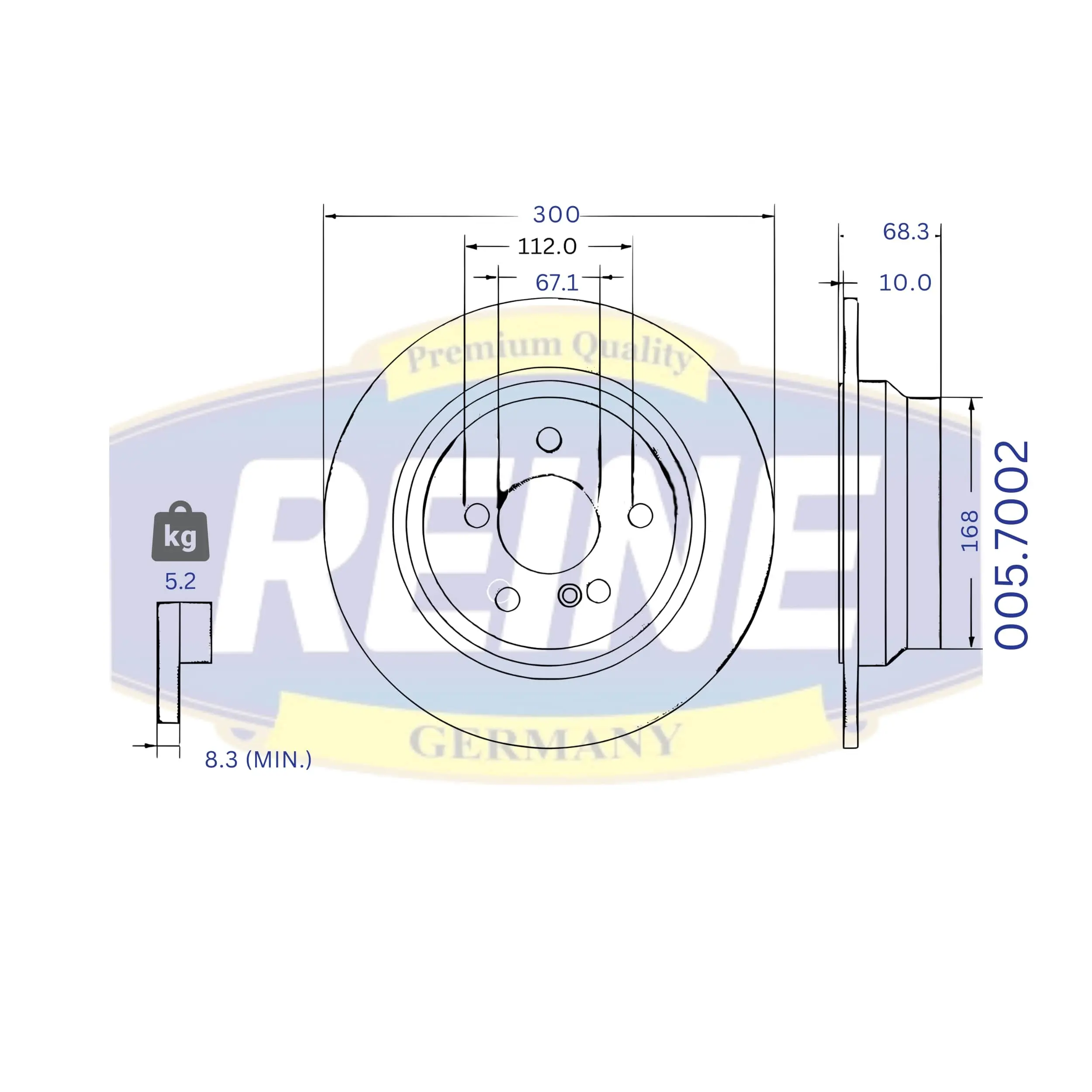REINE GERMANY féktárcsa - .005.7002 - TothCarparts
