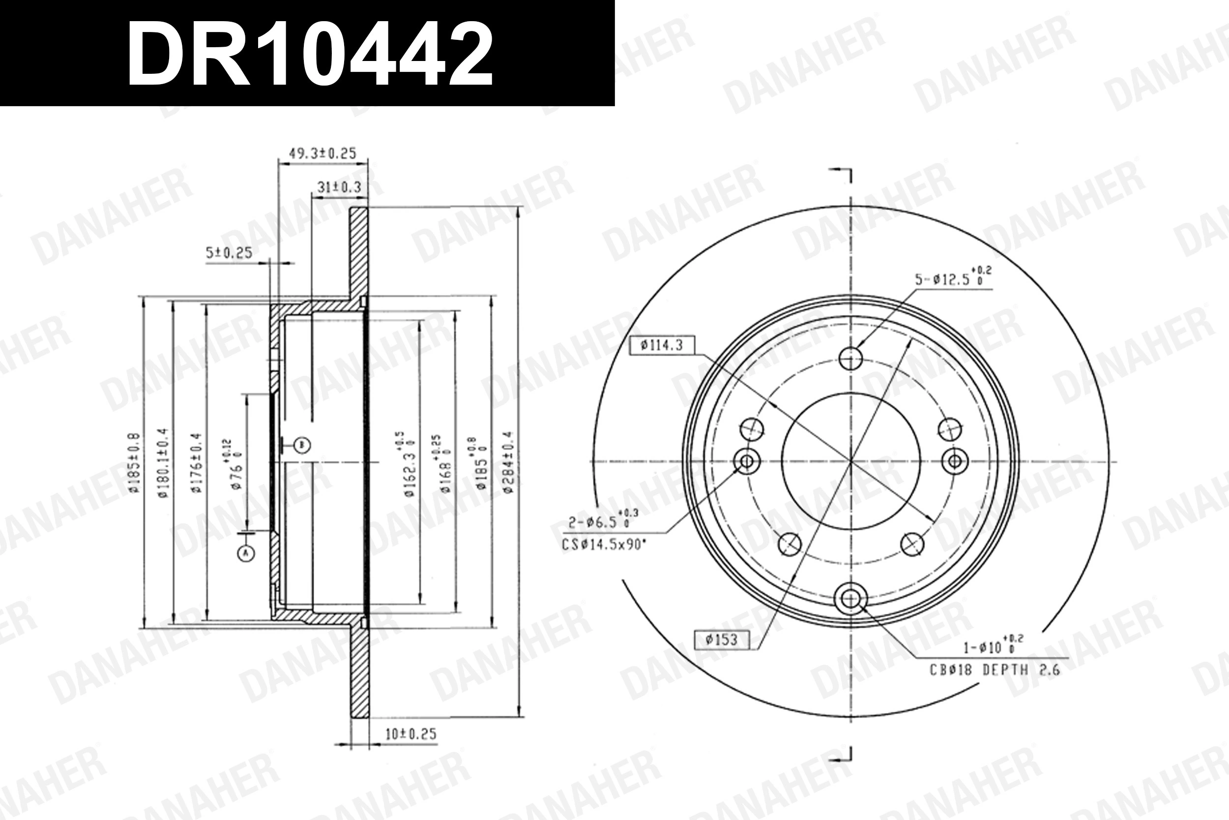 DANAHER féktárcsa - DR10442 - TothCarparts