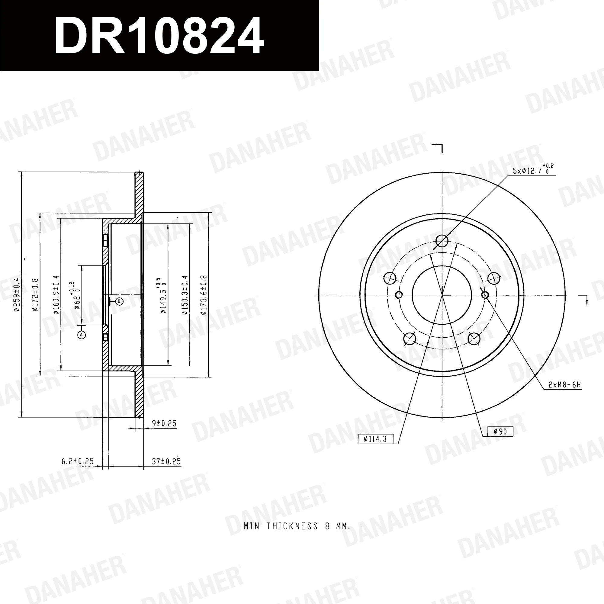 DANAHER féktárcsa - DR10824 - TothCarparts