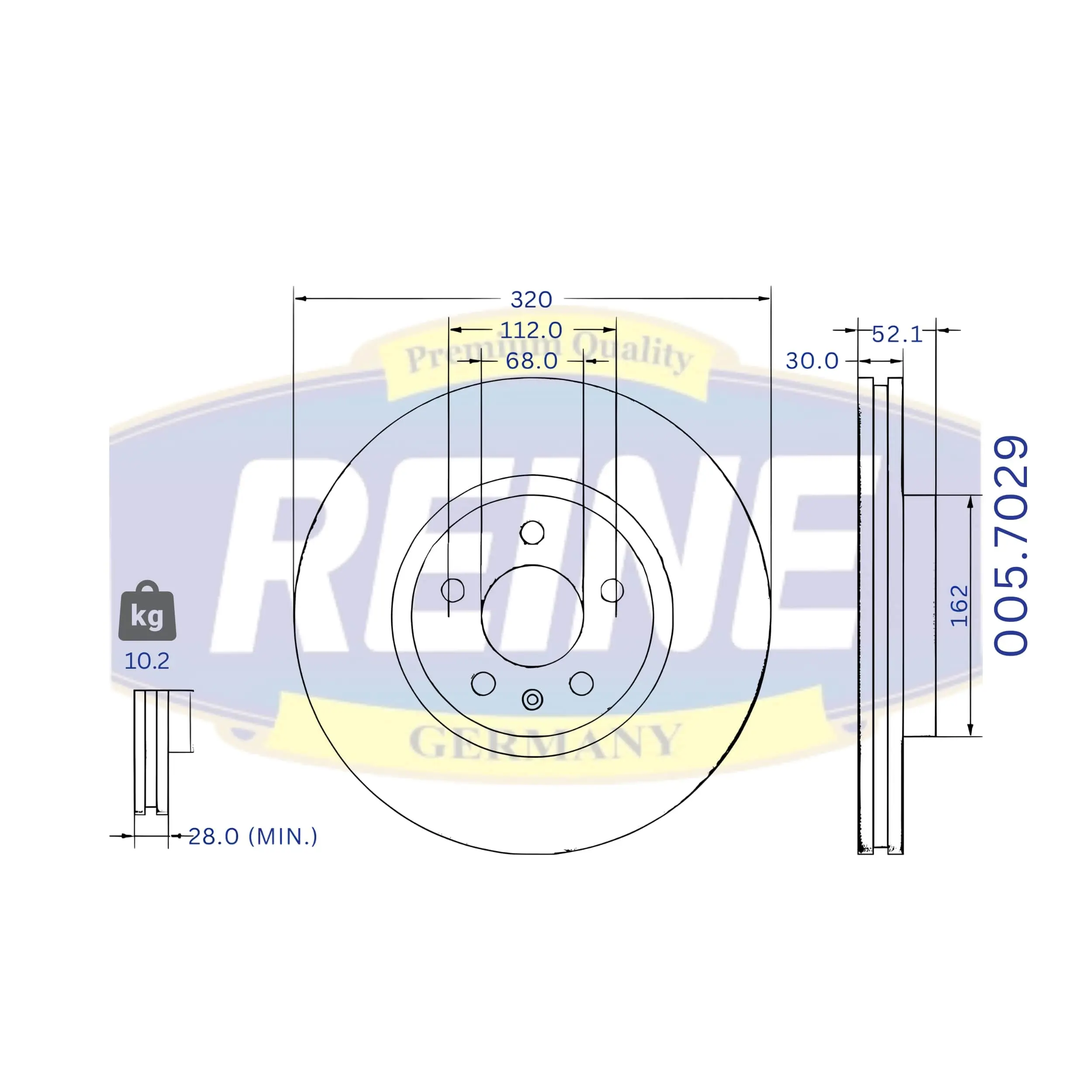 REINE GERMANY féktárcsa - .005.7029 - TothCarparts