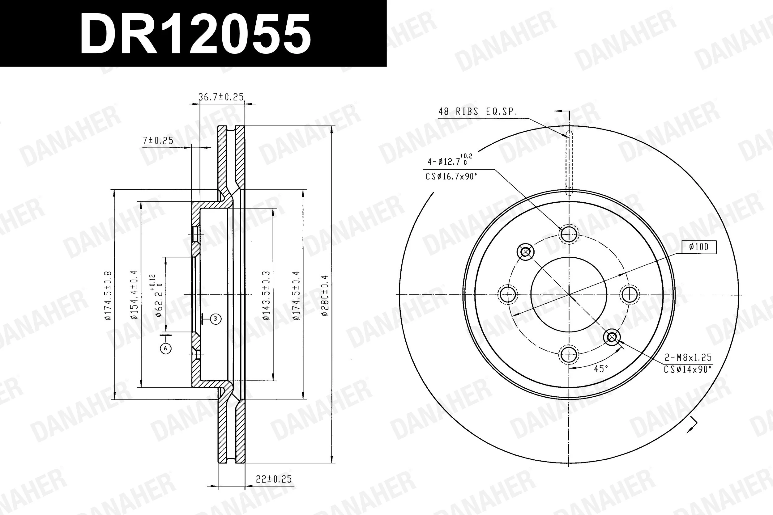 DANAHER féktárcsa - DR12055 - TothCarparts