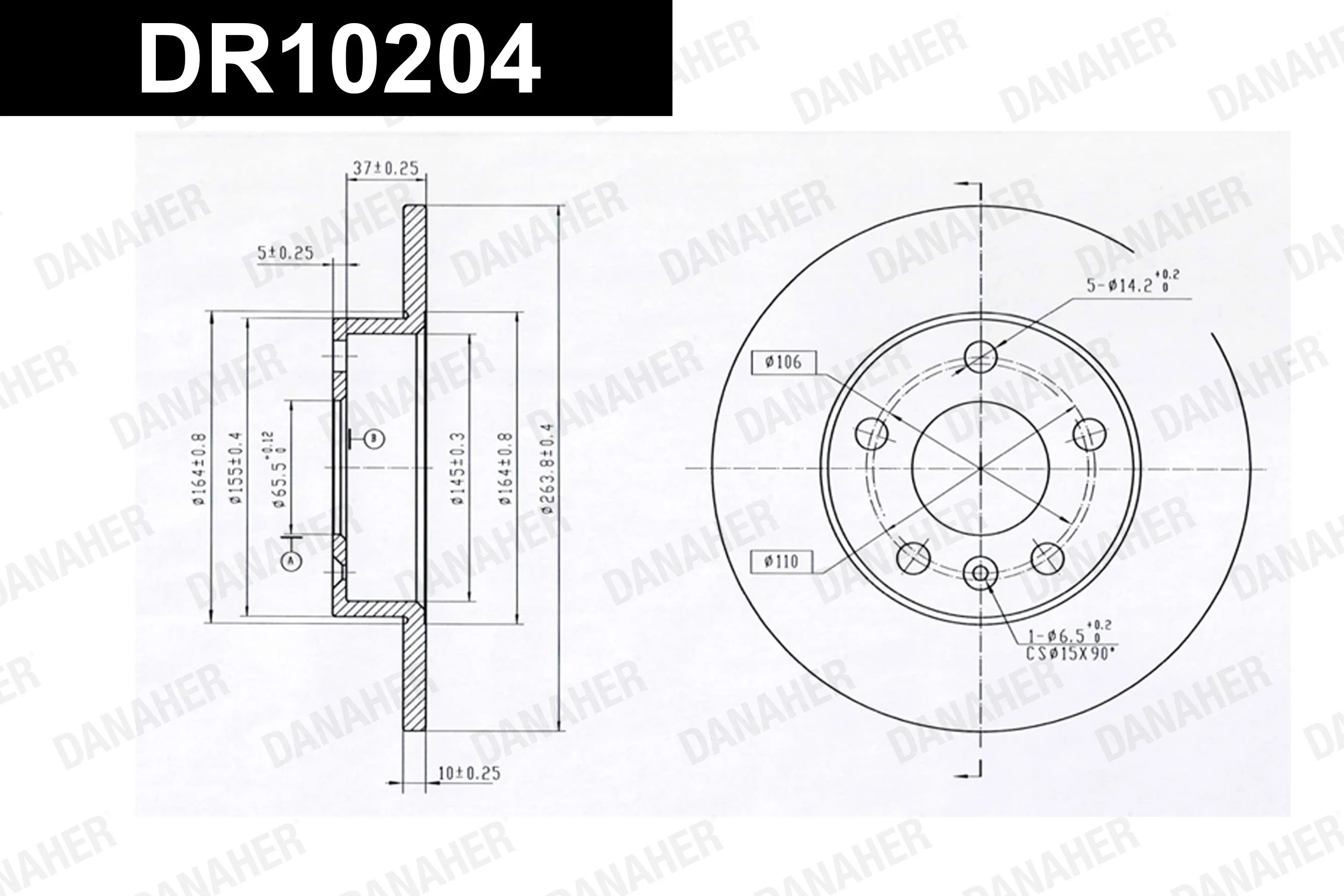 DANAHER féktárcsa - DR10204 - TothCarparts