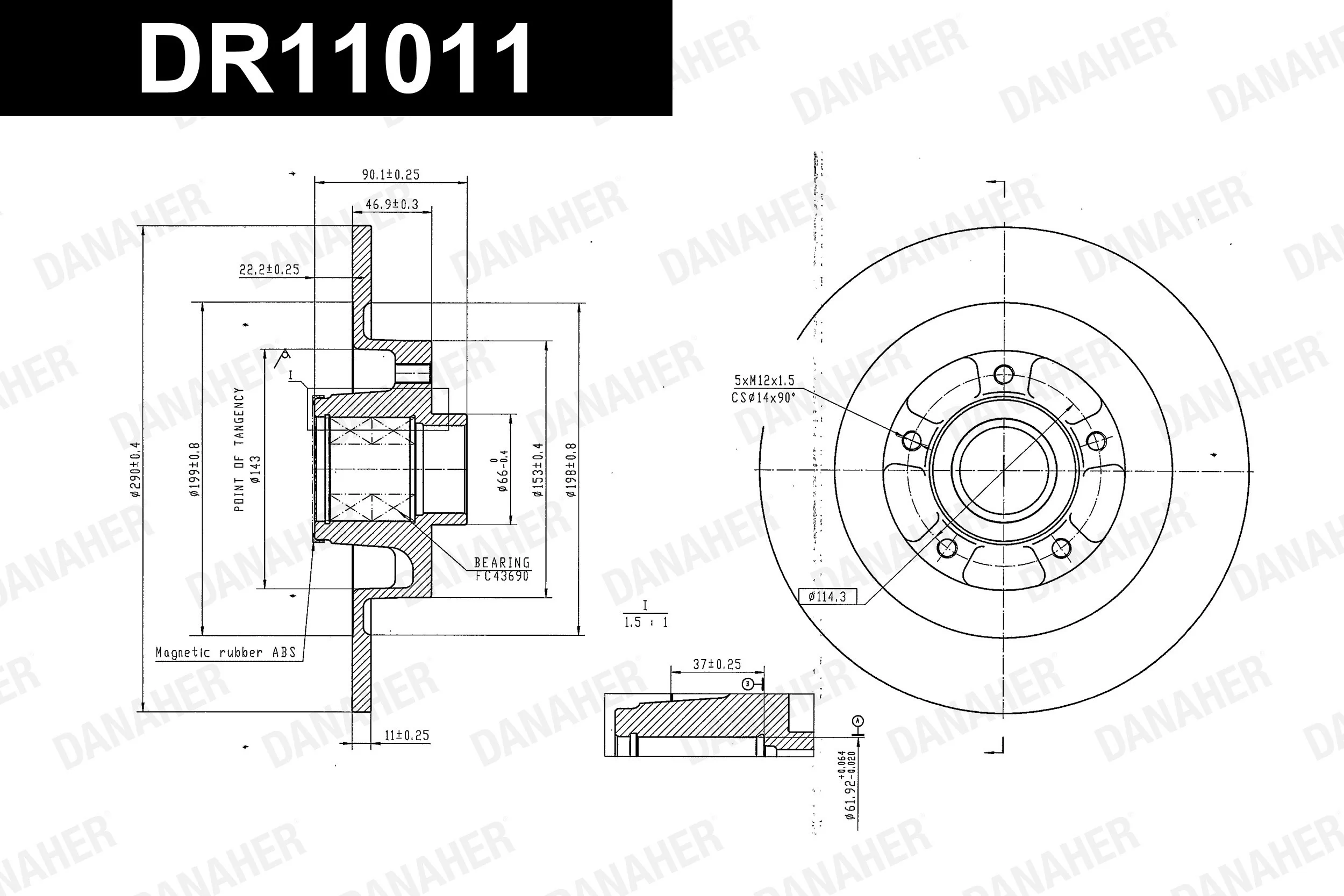 DANAHER féktárcsa - DR11011 - TothCarparts
