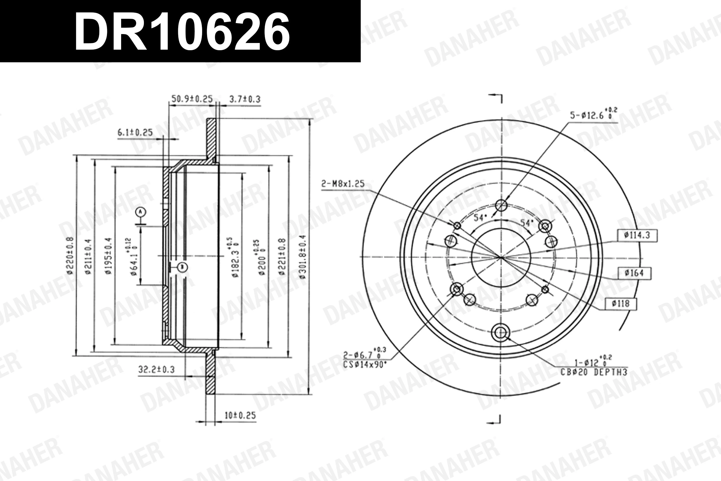 DANAHER féktárcsa - DR10626 - TothCarparts