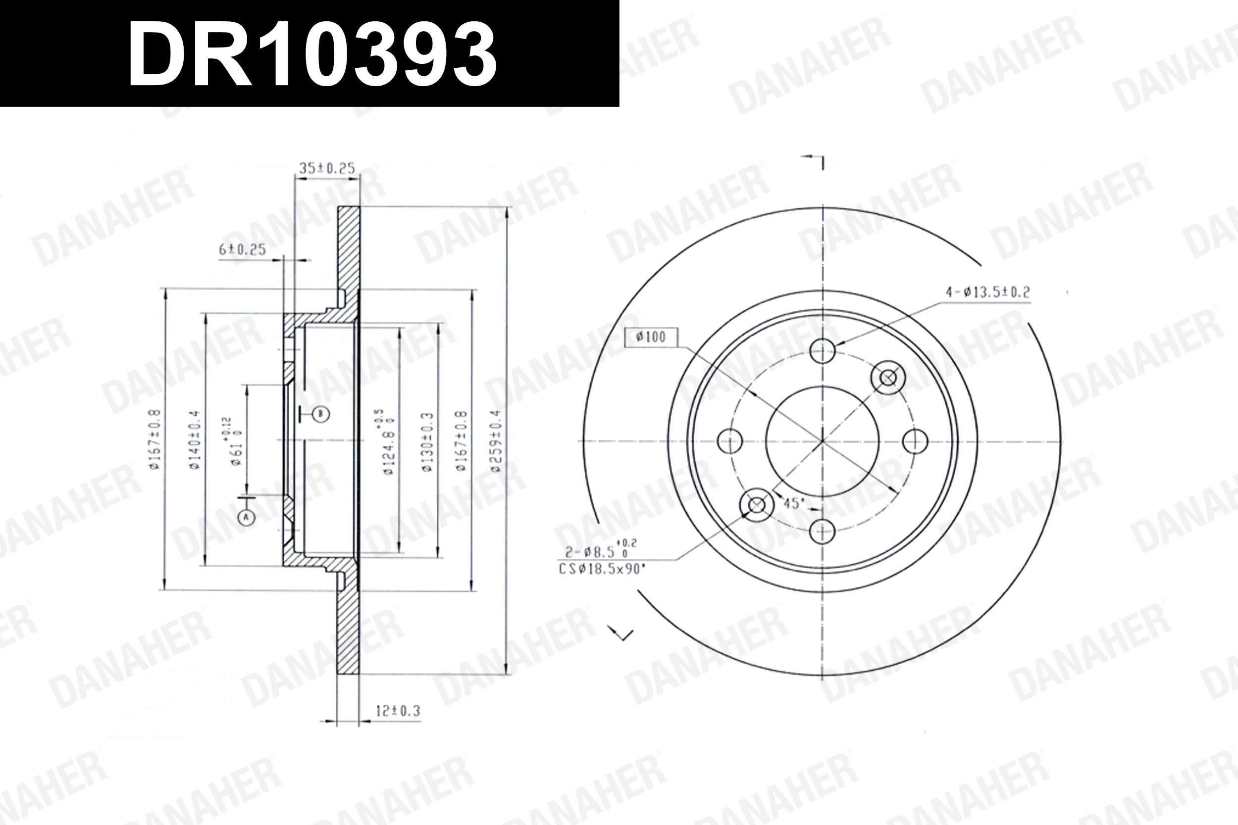 DANAHER féktárcsa - DR10393 - TothCarparts