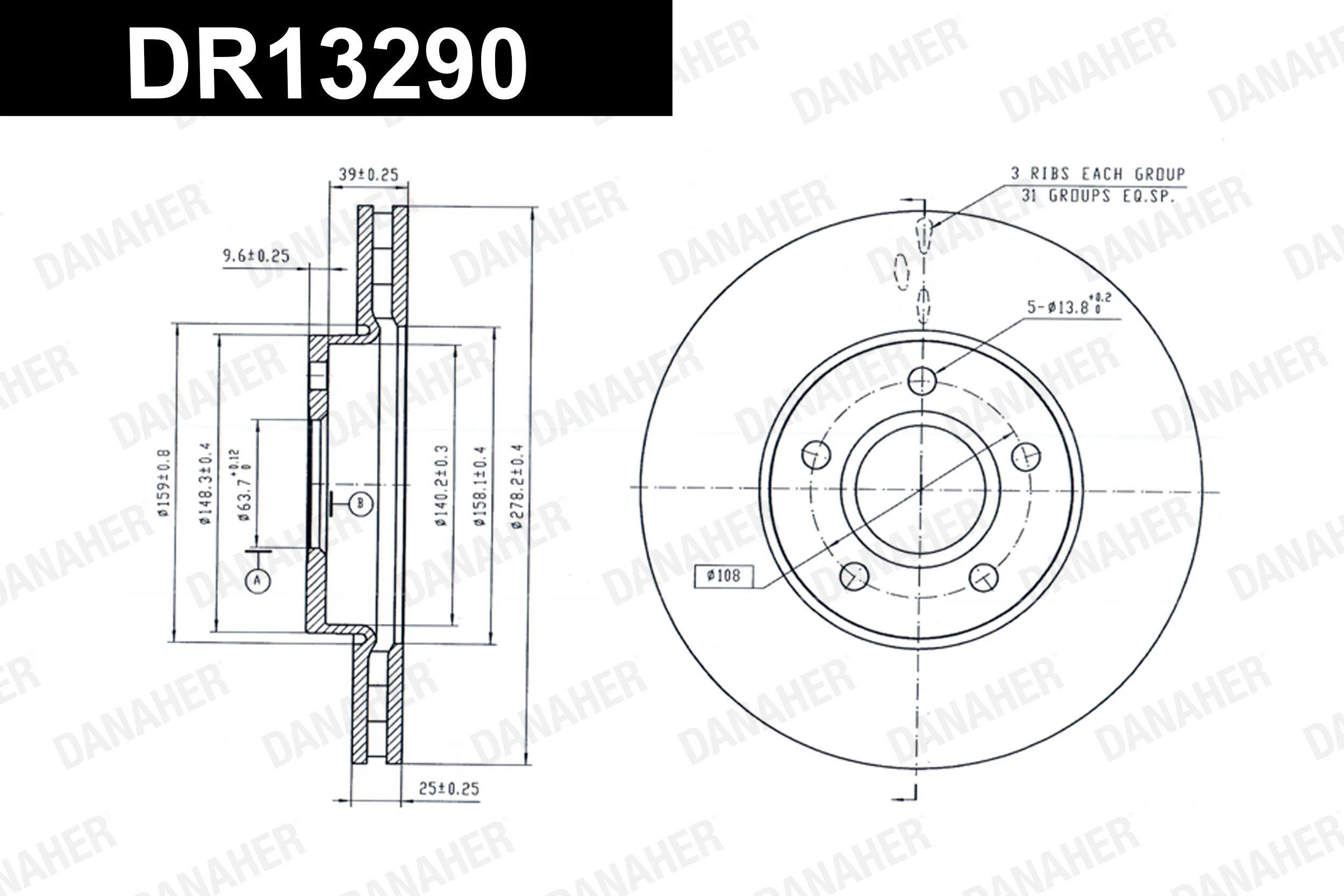 DANAHER féktárcsa - DR13290 - TothCarparts